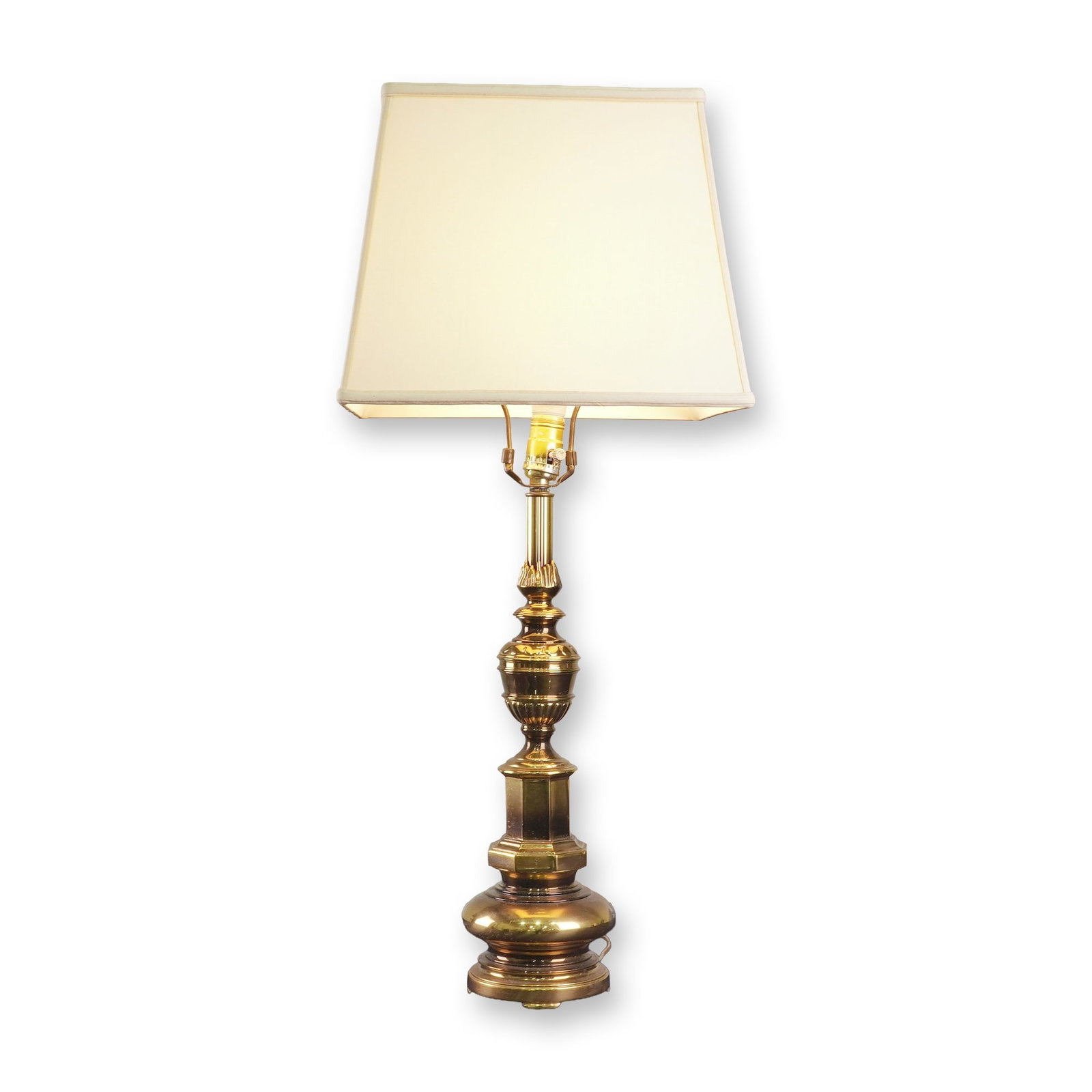 Multi-Tiered Brass Candlestick Style Table Lamp with Shade (1 of 4)