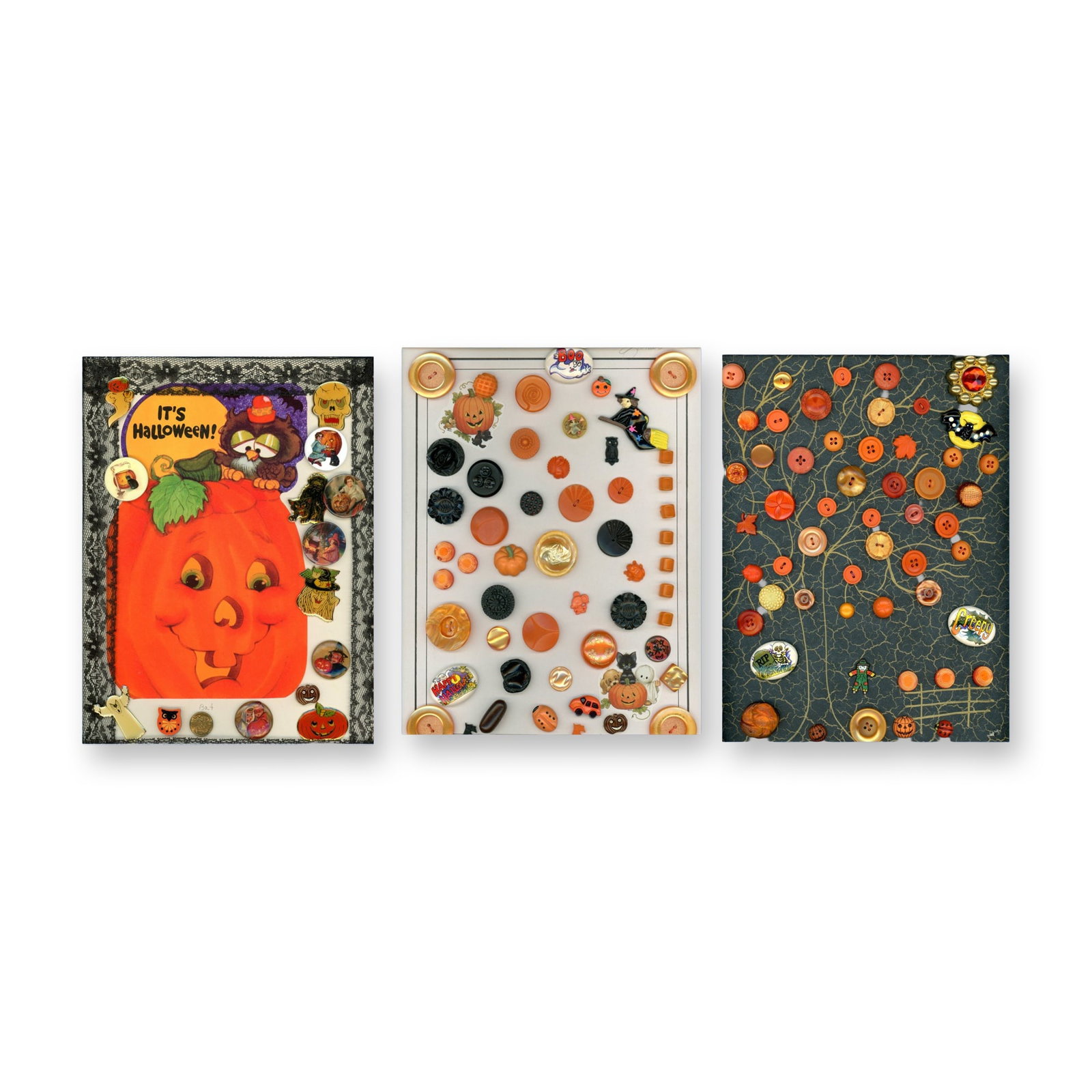3 CARDS OF DIVISION THREE HALLOWEEN STYLE BUTTONS (1 of 9)
