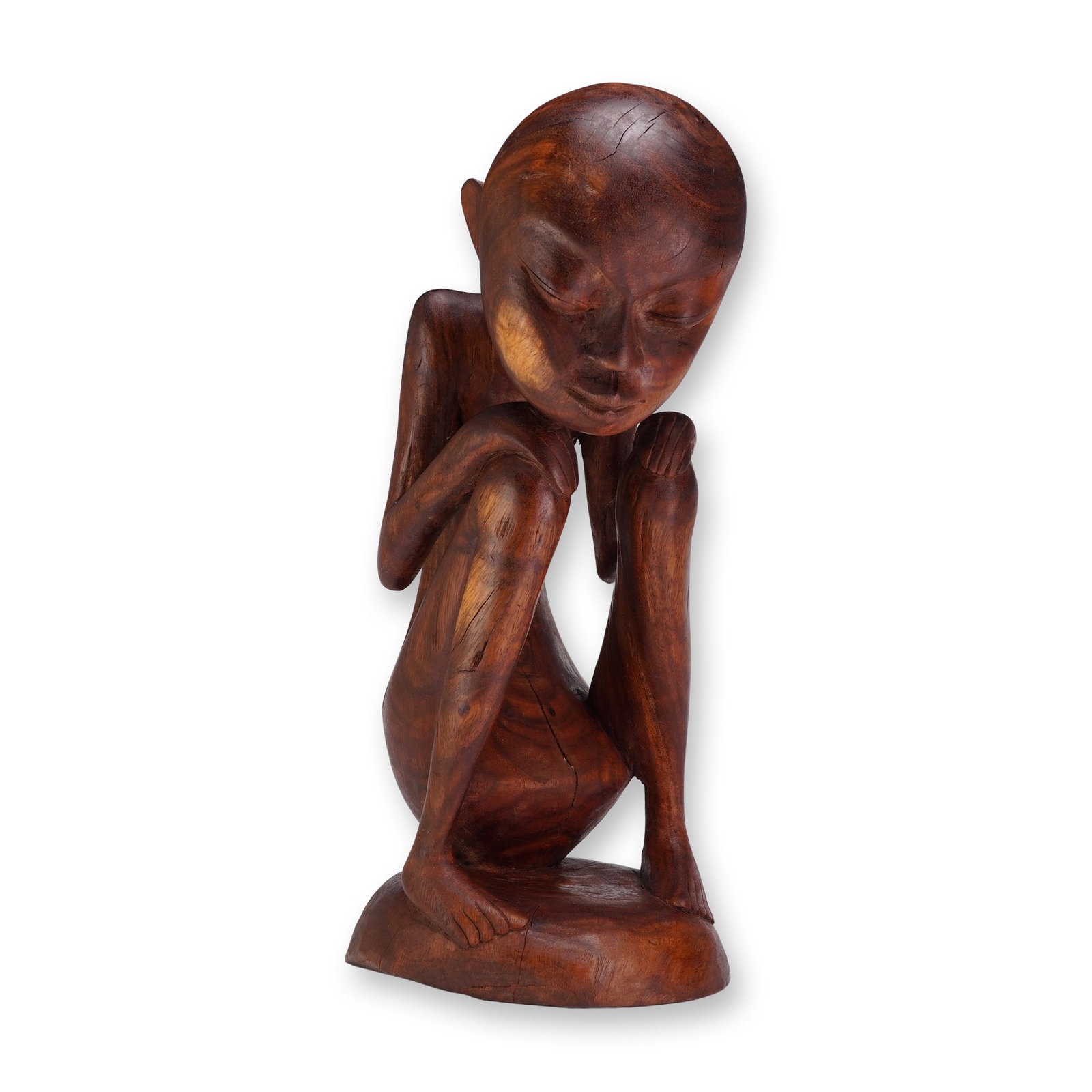Abstract Hardwood Hand Carved Sculpture, Resting Man in the Style of Balinese Modernism (1 of 4)