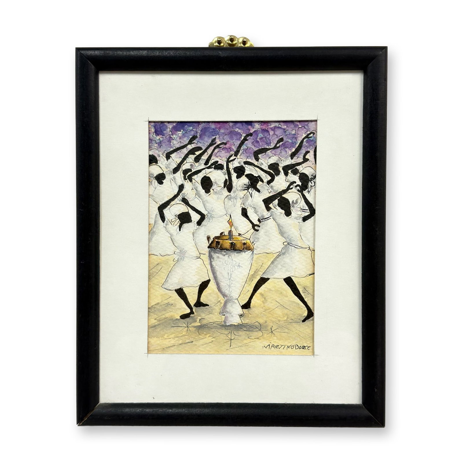 Martino Dorce (Haitian, b. 1943), Original Watercolor and Ink on Paper, Voodoo Scene (1 of 4)
