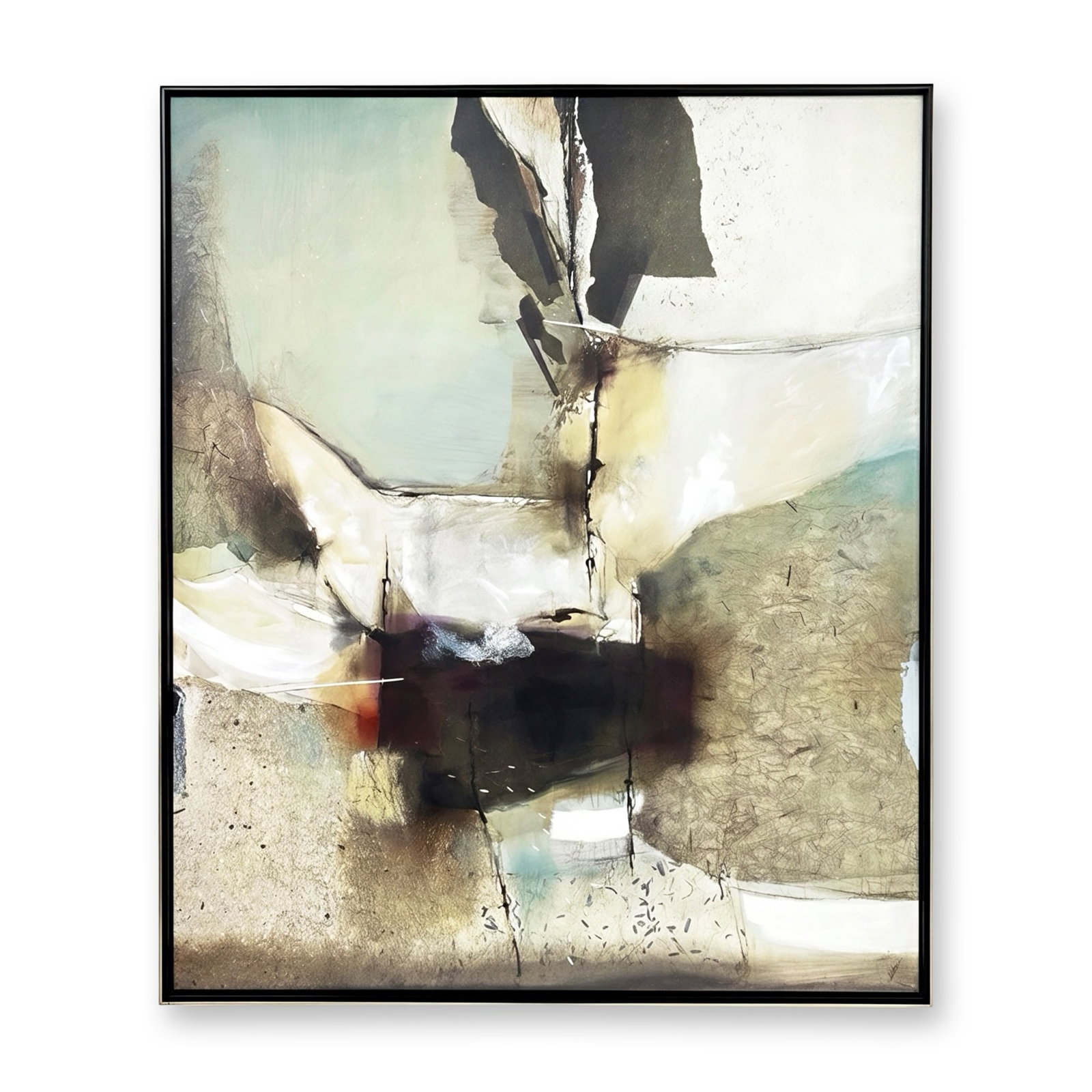 Shelton Hand-Embellished Giclee on Canvas, True Dawn: A contemporary abstract artwork titled True Dawn, attributed to the artist Shelton, produced as a hand-embellished giclee reproduction on canvas. The non-representational composition consists of atmos