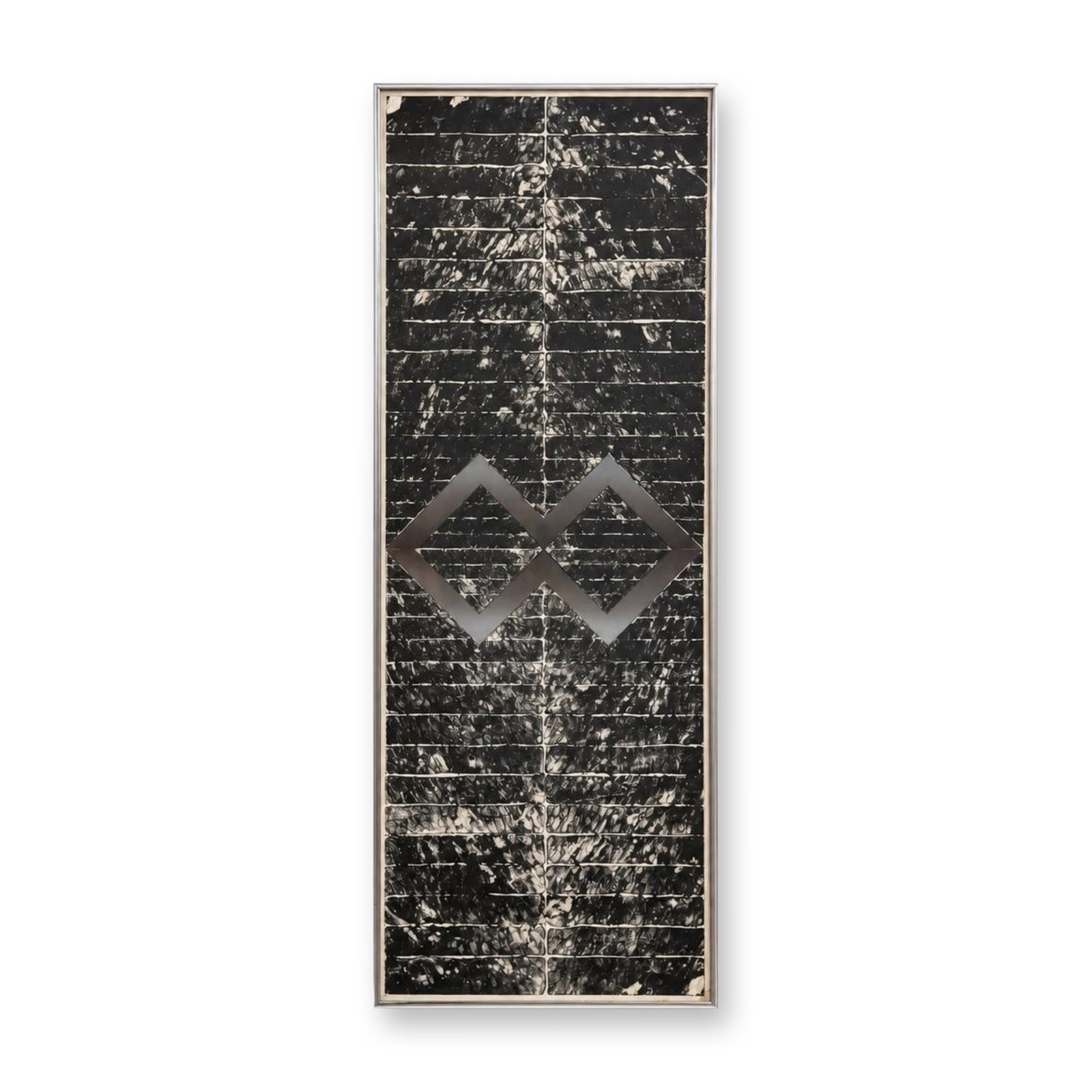 Attributed to Gino Hollander (American 1924-2015) Abstract Geometric Serigraph on Paper, Signed &: Attributed to Gino Hollander (American 1924-2015) abstract serigraph on paper, featuring a vertically oriented composition of dark, textured horizontal bands suggesting a masonry pattern, divided by a