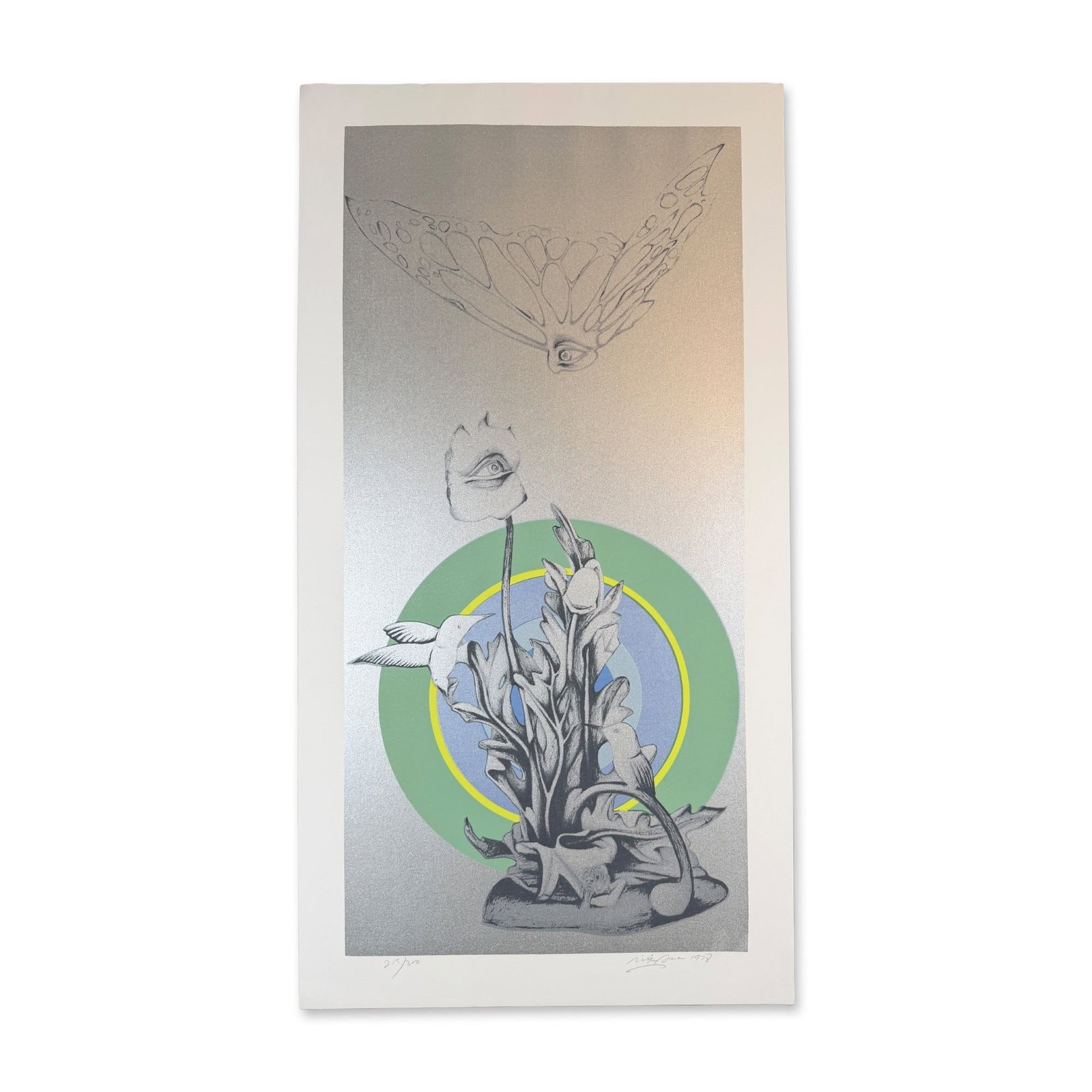 Rita Simon (American 1938-) Screenprint Chance Encounter signed: Screenprint titled Change Encounter Year 1978 Signed lower right numbered 215/300 Sight size 40 x 21 Dimensions: See Description.