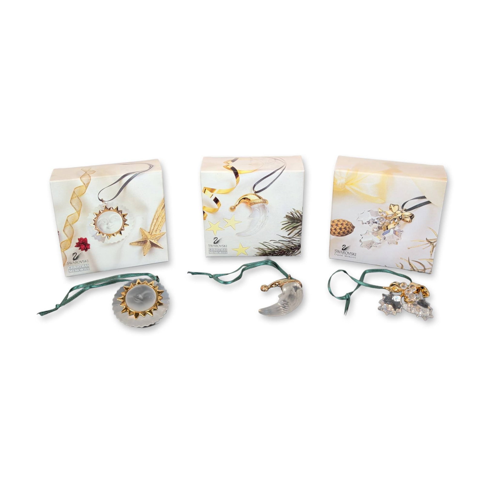 3pc Swarovski Christmas Crystal and Gold-Tone Ornaments (1 of 4)