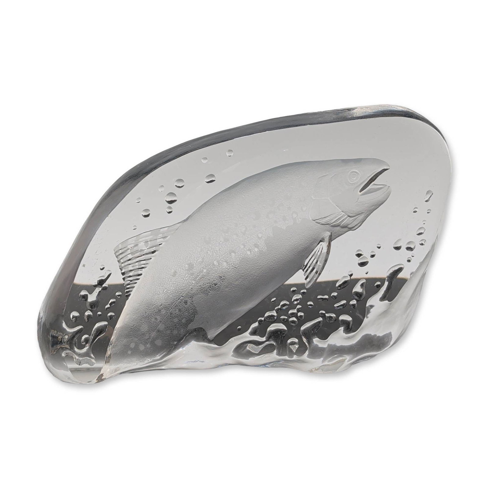 Mats Jonasson Swedish Full Lead Crystal Salmon Sculpture (1 of 6)