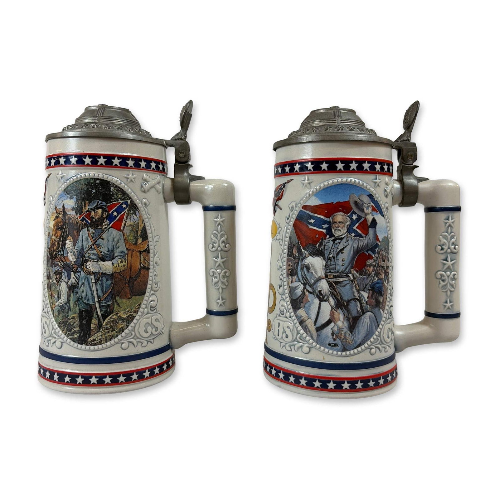 Pair of Longton Crown Heroes of the Civil War Steins (1 of 6)