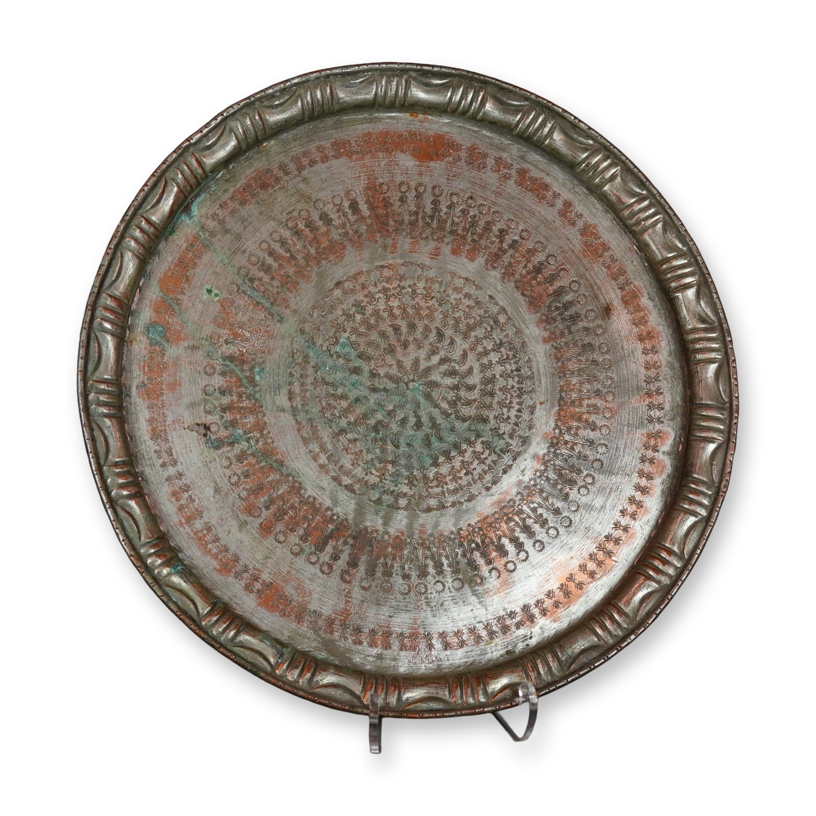 Middle Eastern Hand-Hammered Tinned Copper Tray (1 of 4)