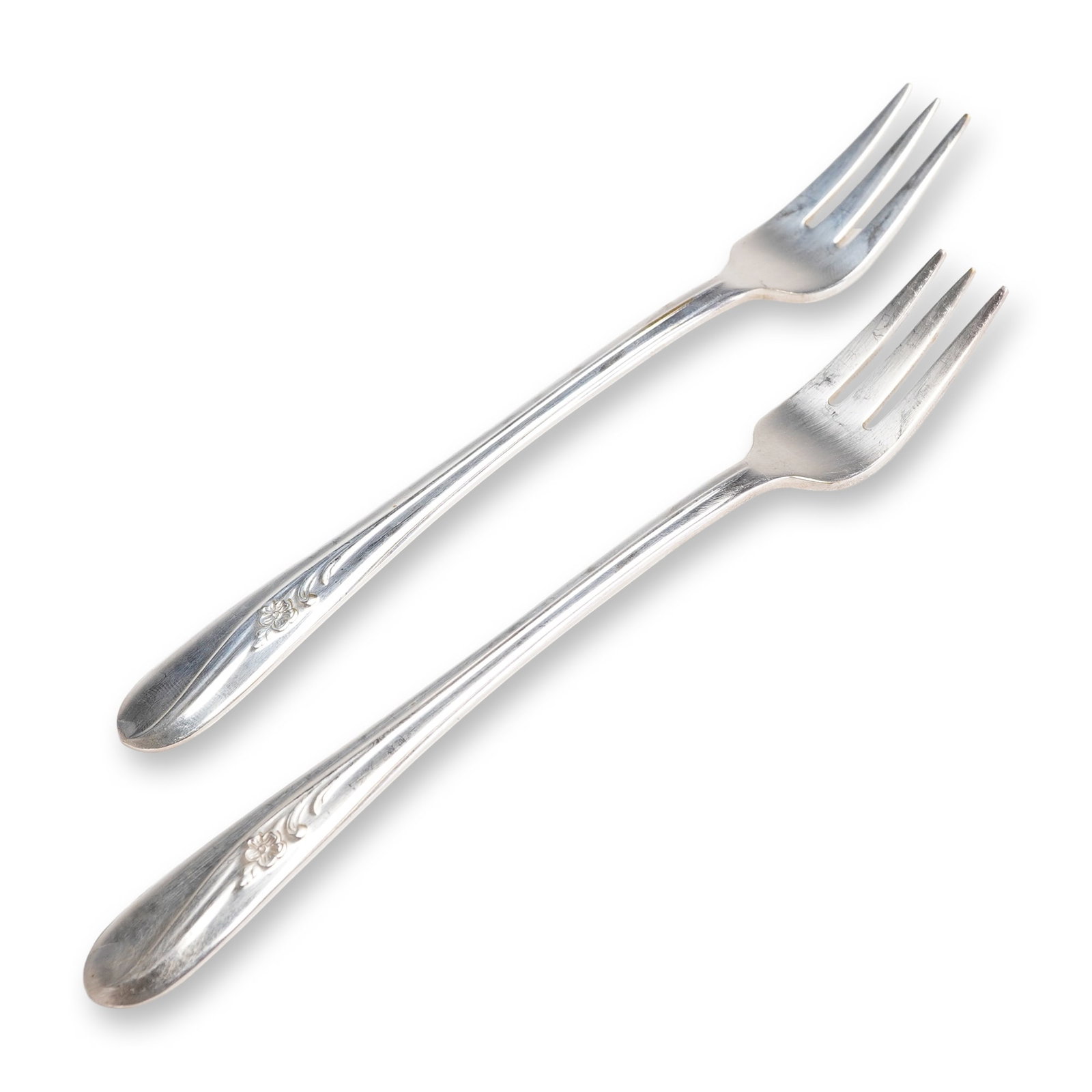 A Pair of Holmes & Tuttle Meadow Flower Silverplate Cocktail Forks (1 of 4)