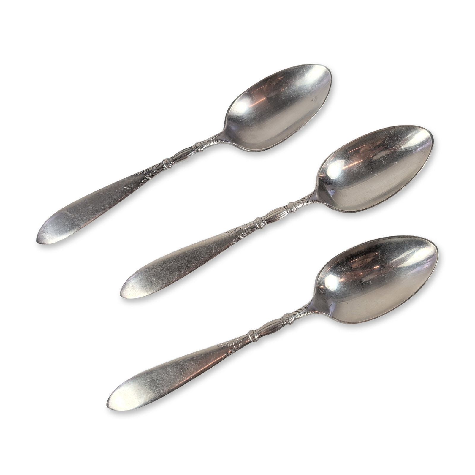 3pc 1847 Rogers Bros. Queen Ann Sterling Silver Spoons Trio (1 of 3)