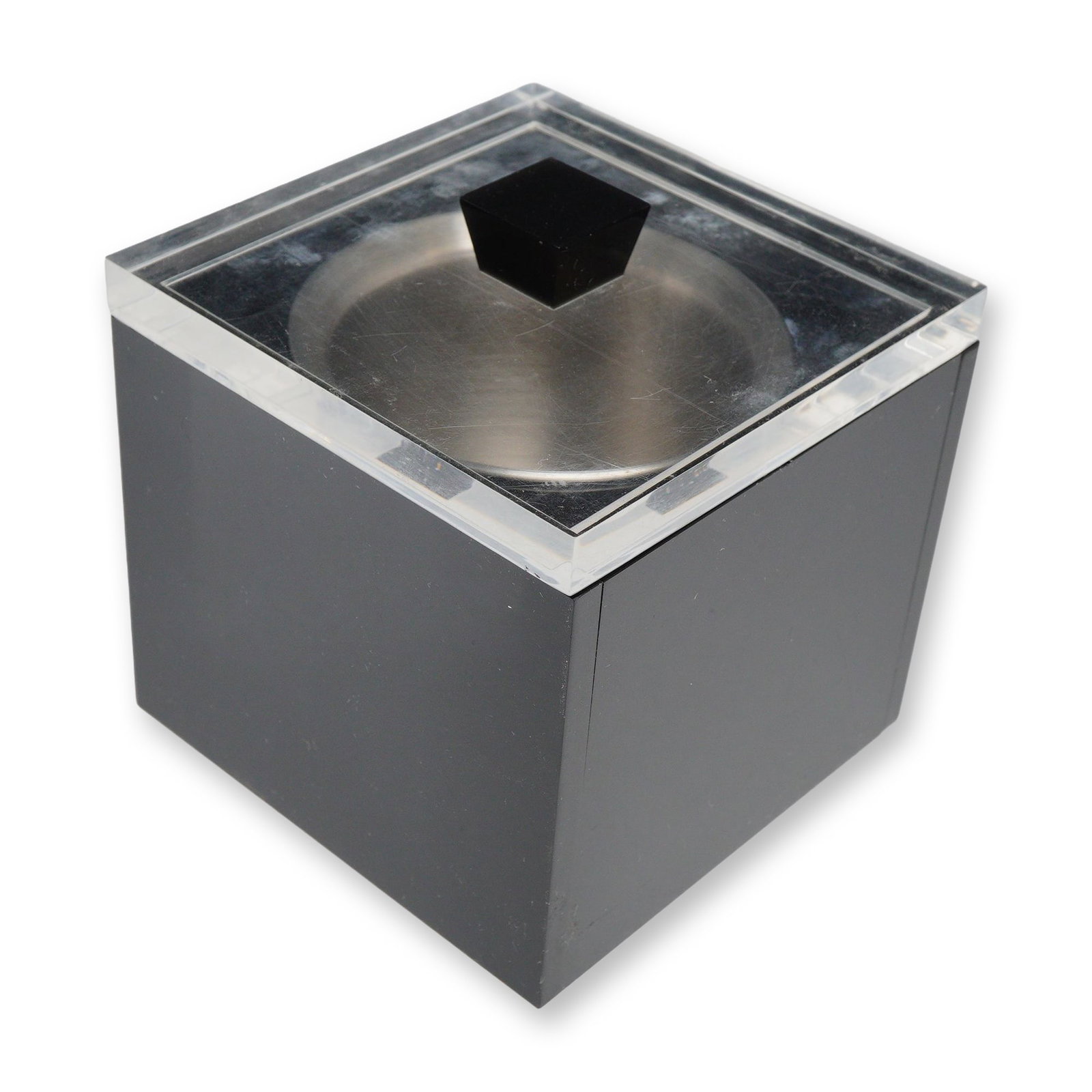 Minimalist Black Lucite and Stainless Steel Ice Bucket (1 of 4)