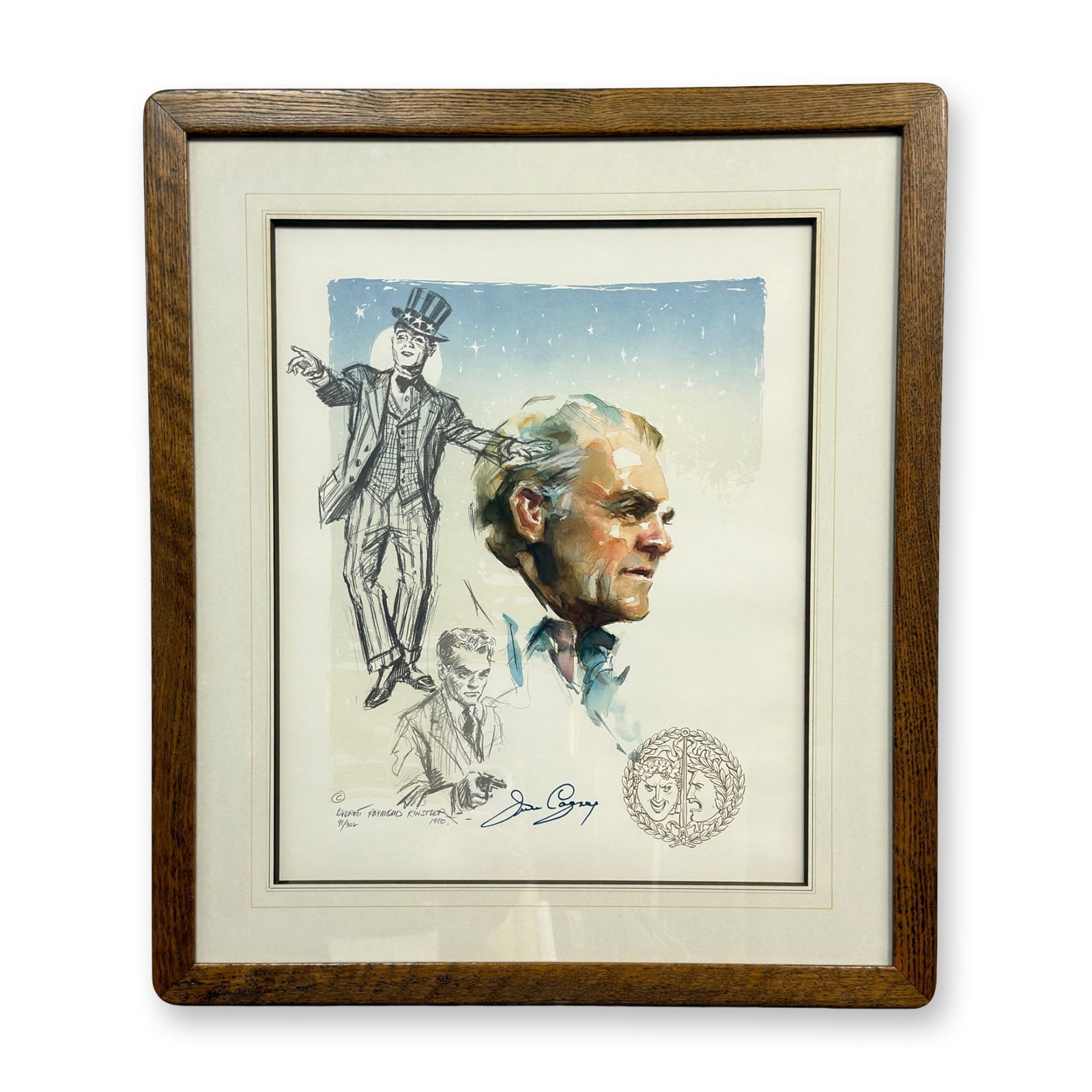 Everett Raymond Kinstler (American, 1926-2019) Signed and Numbered James Cagney Lithograph (1 of 5)