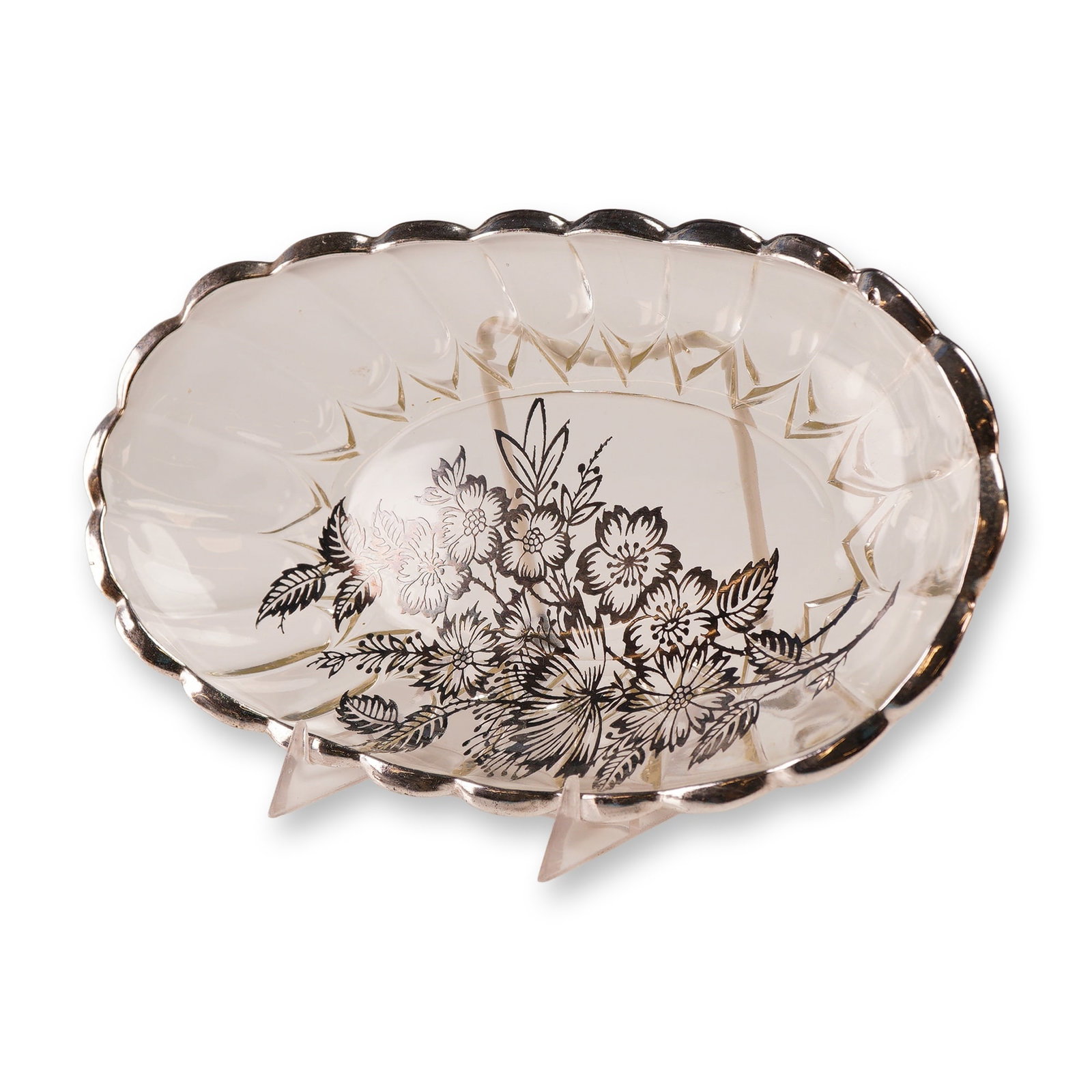 Silver Overlay Floral Pattern Oval Dish (1 of 3)