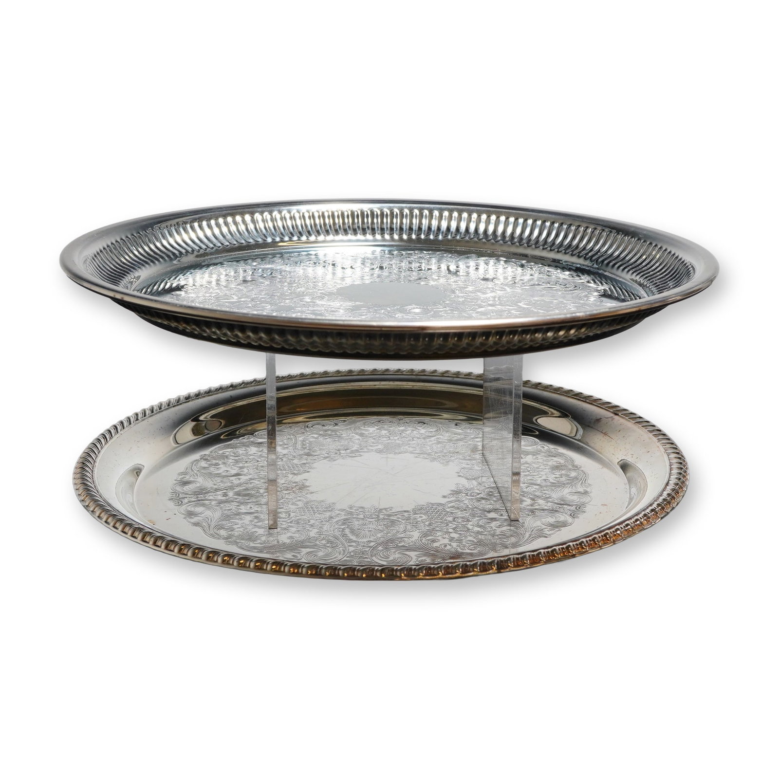A Pair of Electroplated Serving Trays by Kent Silversmith & International (1 of 6)