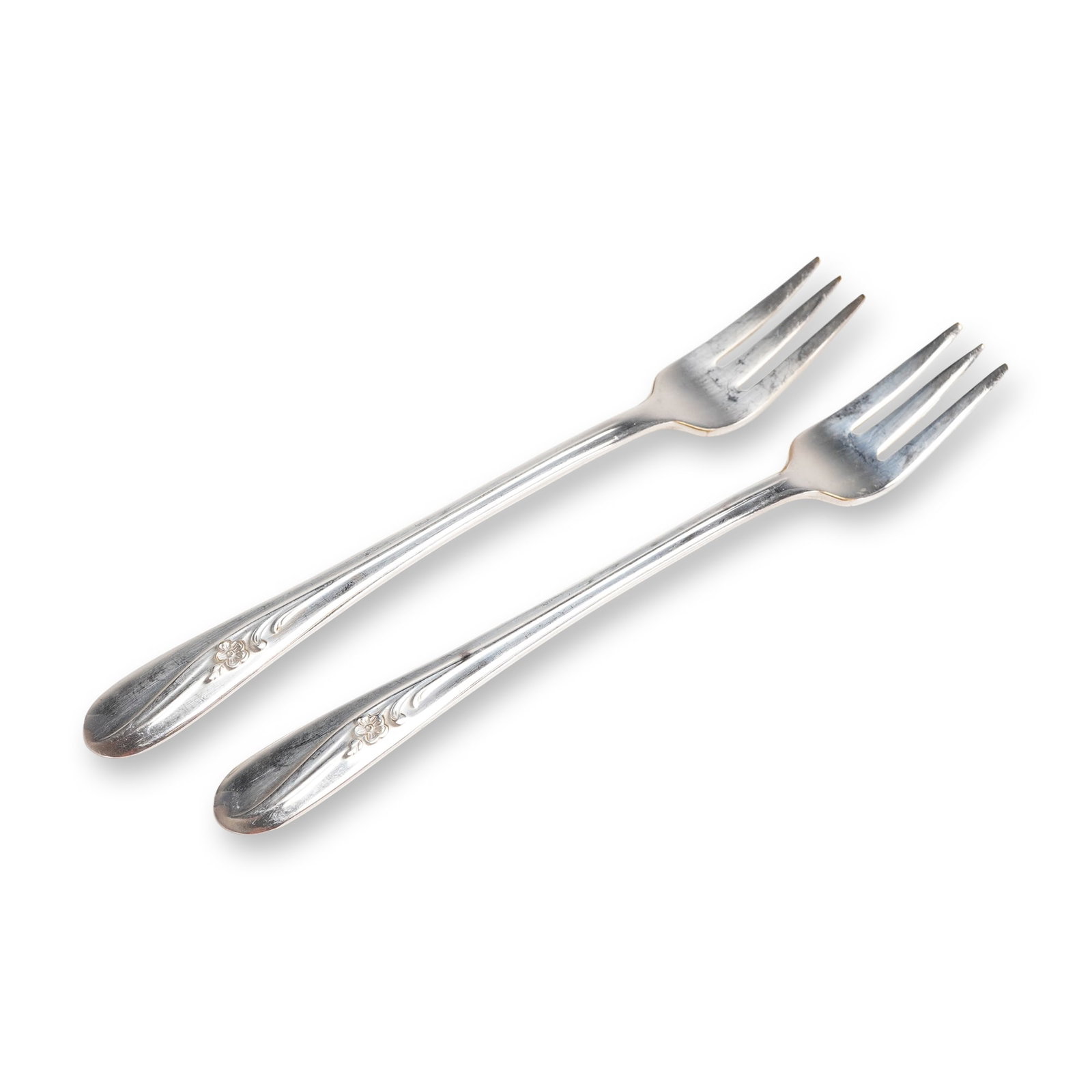 A Pair of H. & T. MFG. CO. Meadow Flower Silverplate Dessert Forks (1 of 4)