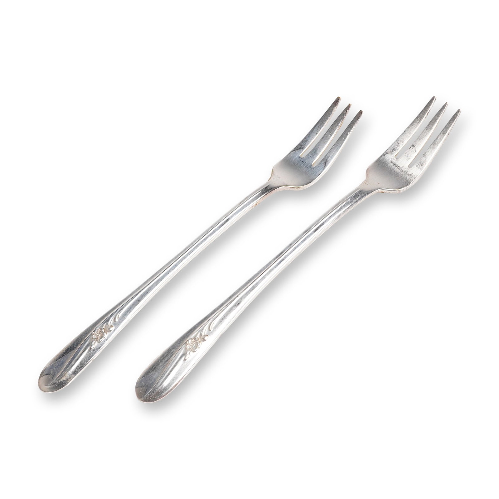A Pair of H. & T. MFG. CO. Meadow Flower Silverplate Salad Forks (1 of 4)