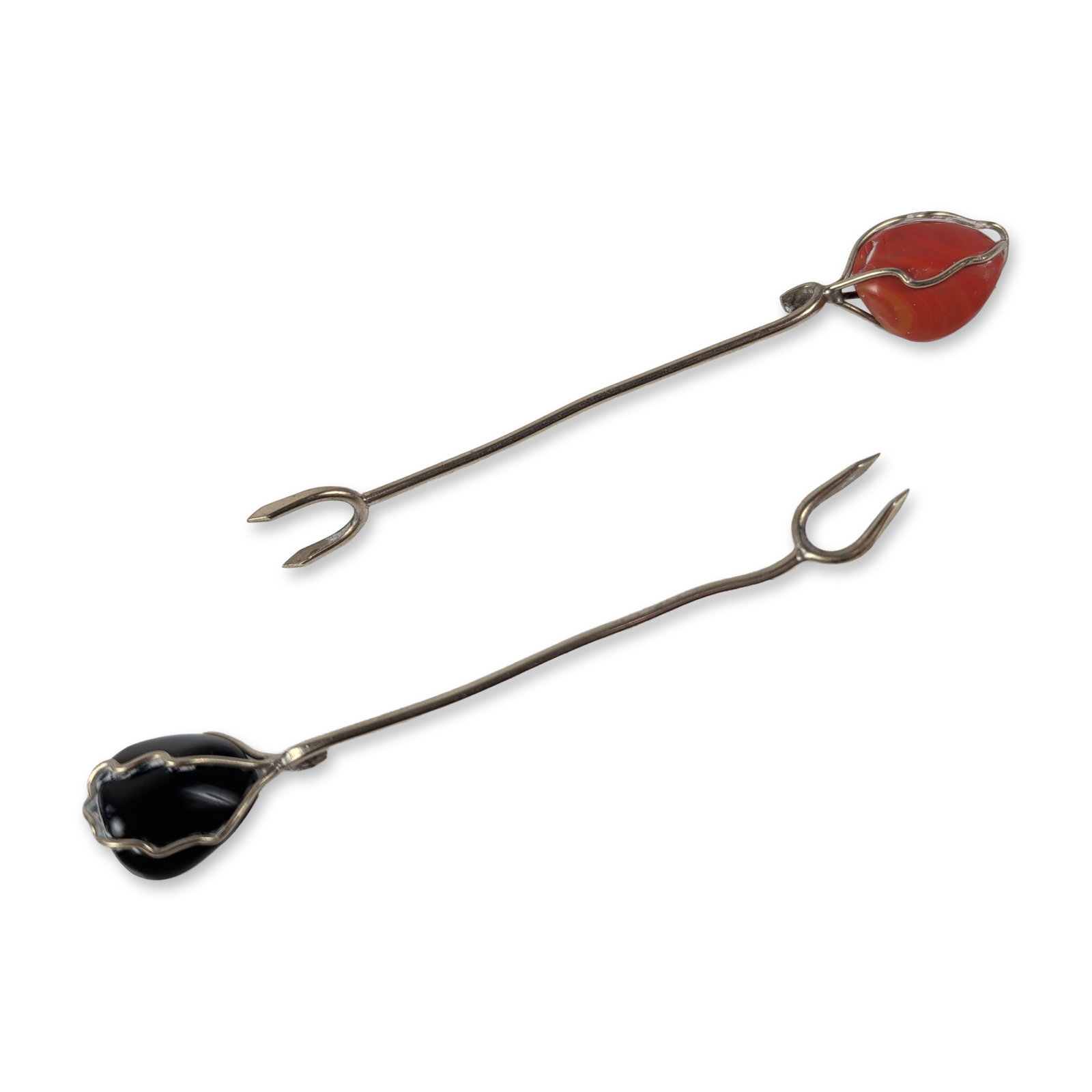 Pair of Artisan Silver-Toned Wire-Wrapped Cocktail Forks (1 of 3)
