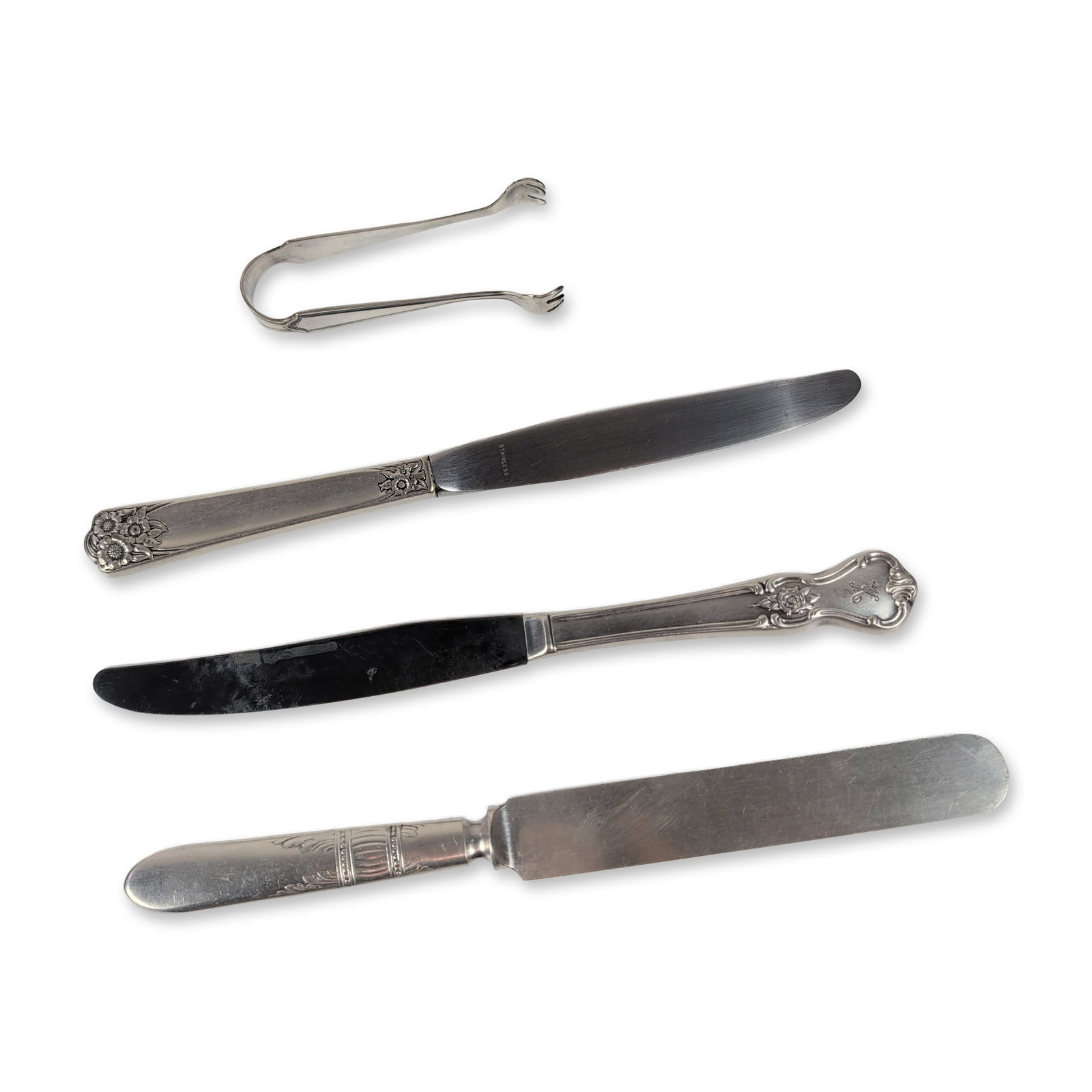 4pc Mixed Sterling Silver, 80% Silver, and Stainless Flatware Pieces (1 of 4)