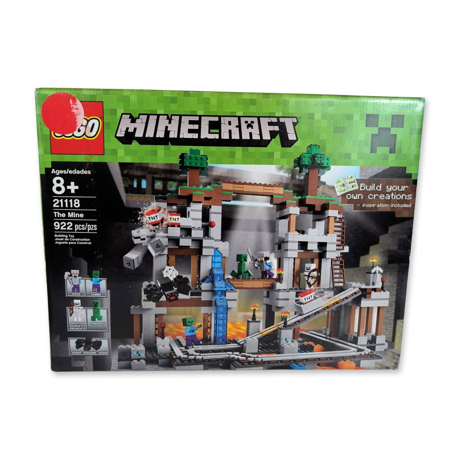 LEGO Minecraft 21118 The Mine Construction Set: LEGO Minecraft construction set 21118, The Mine. Plastic construction elements featuring a modular mine environment with integrated play features including a minecart track system, TNT blast function,