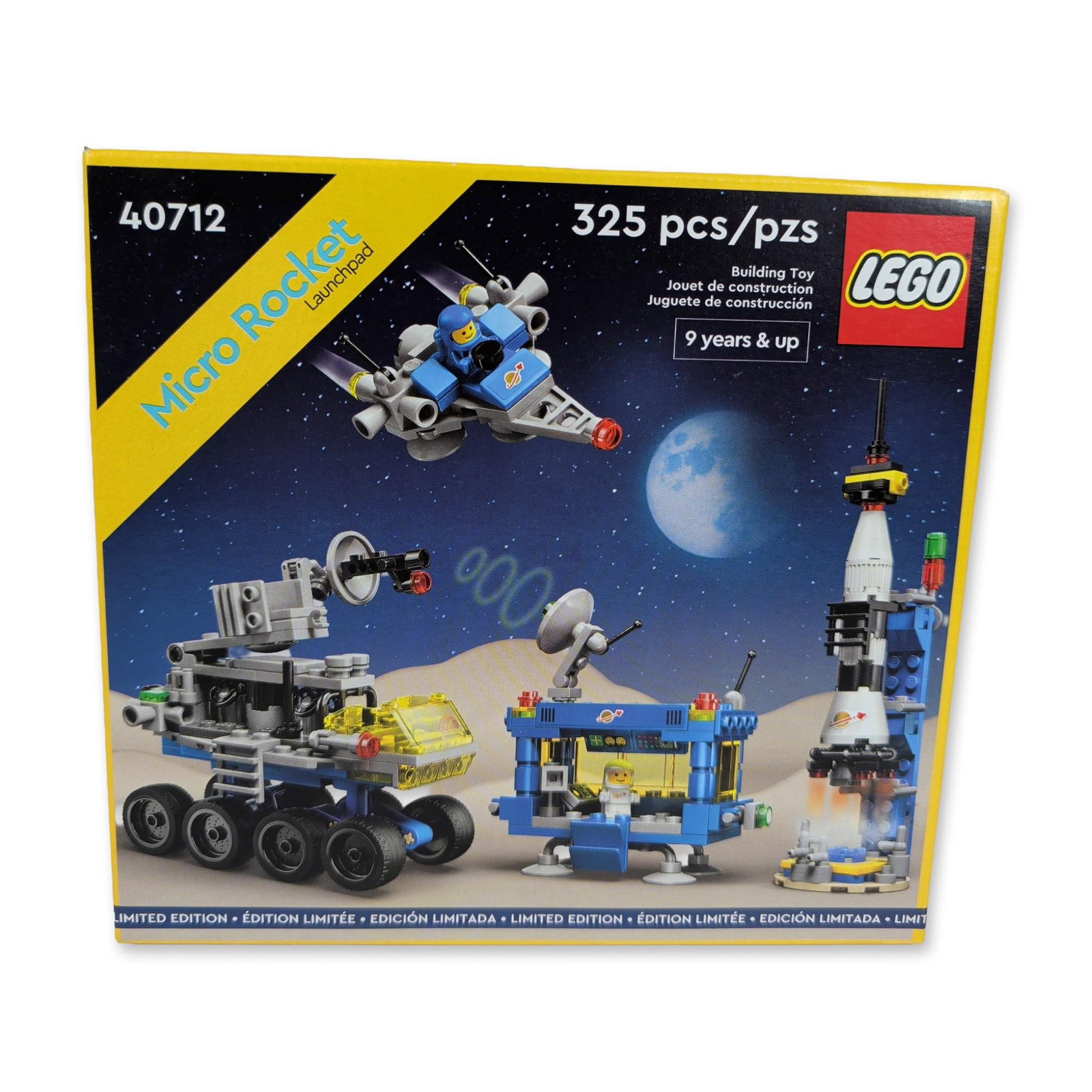 LEGO 40712 Micro Rocket Launchpad Set: The LEGO Group. Micro Rocket Launchpad construction set in plastic. Set 40712 is a limited edition 2024 release designed as a micro-scale tribute to classic space themes. Components include a rocket o