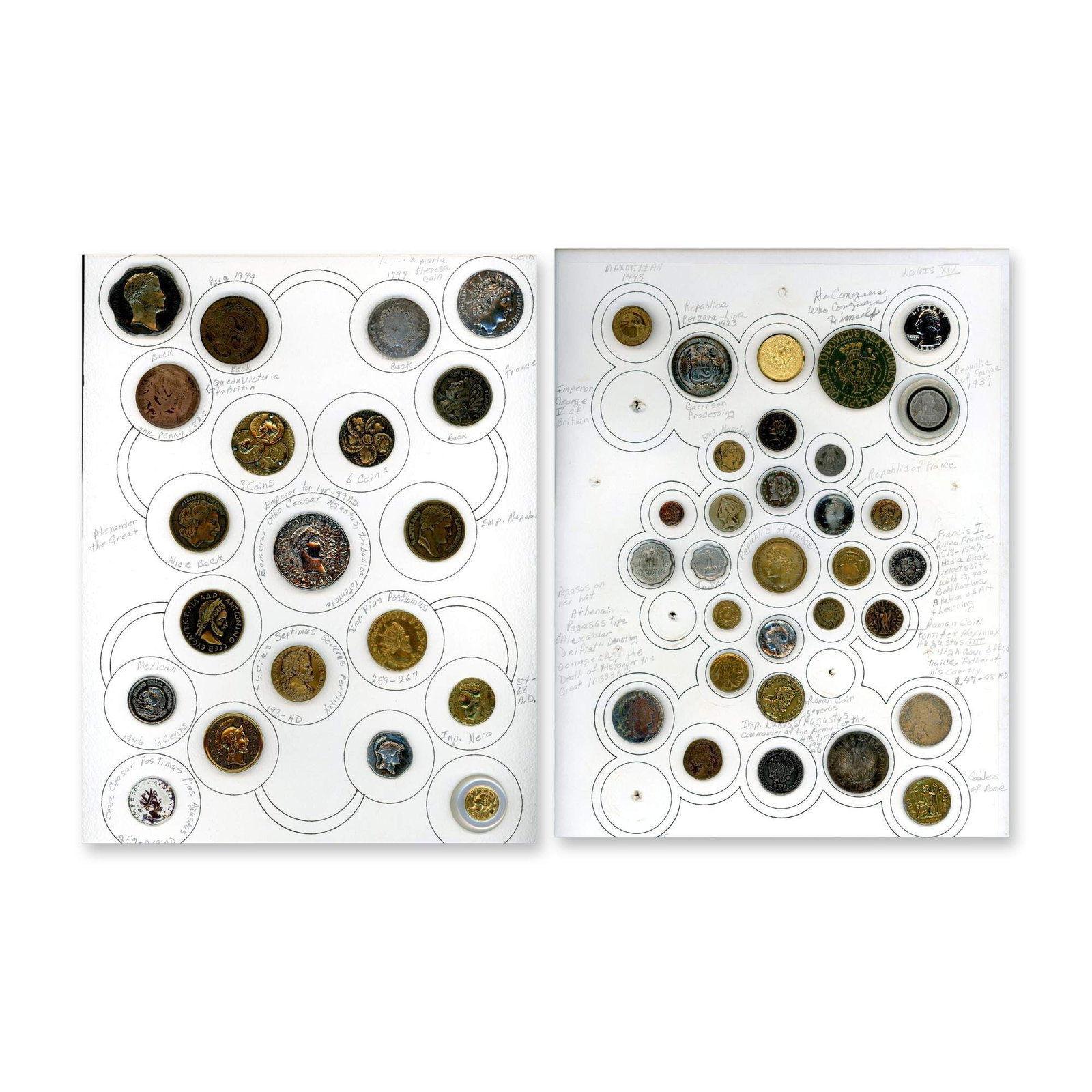 2 CARDS OF COIN AND COIN TYPE BUTTONS (1 of 3)