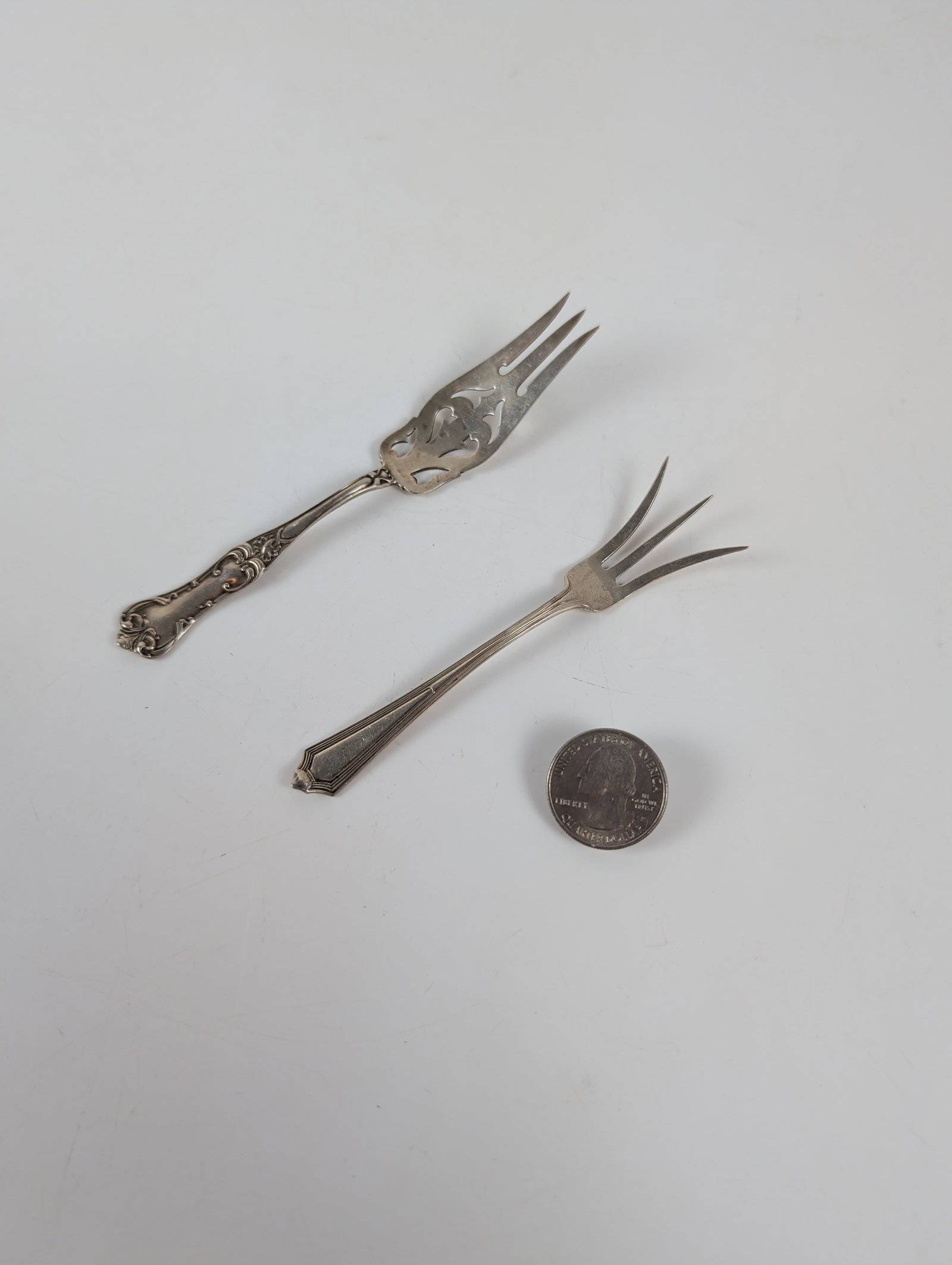 2pc Sterling Silver Serving Forks includes Gorham - 4