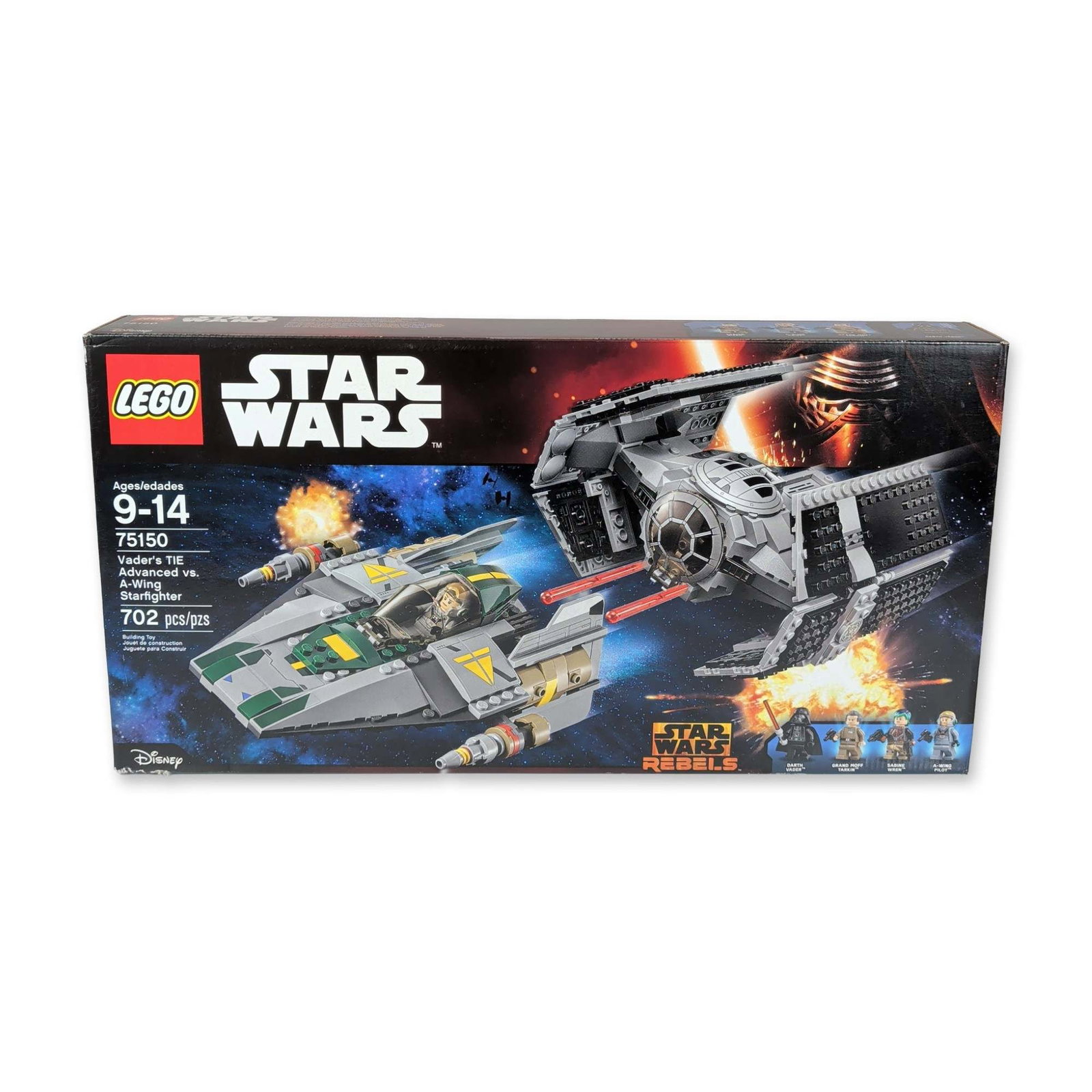 LEGO Star Wars 75150 Vader's TIE Advanced vs. A-Wing Starfighter Set: LEGO Group. Star Wars Rebels construction set in plastic, featuring model 75150 Vader's TIE Advanced vs. A-Wing Starfighter. The set contains 702 pieces and includes four minifigures: Darth Vader, Gra