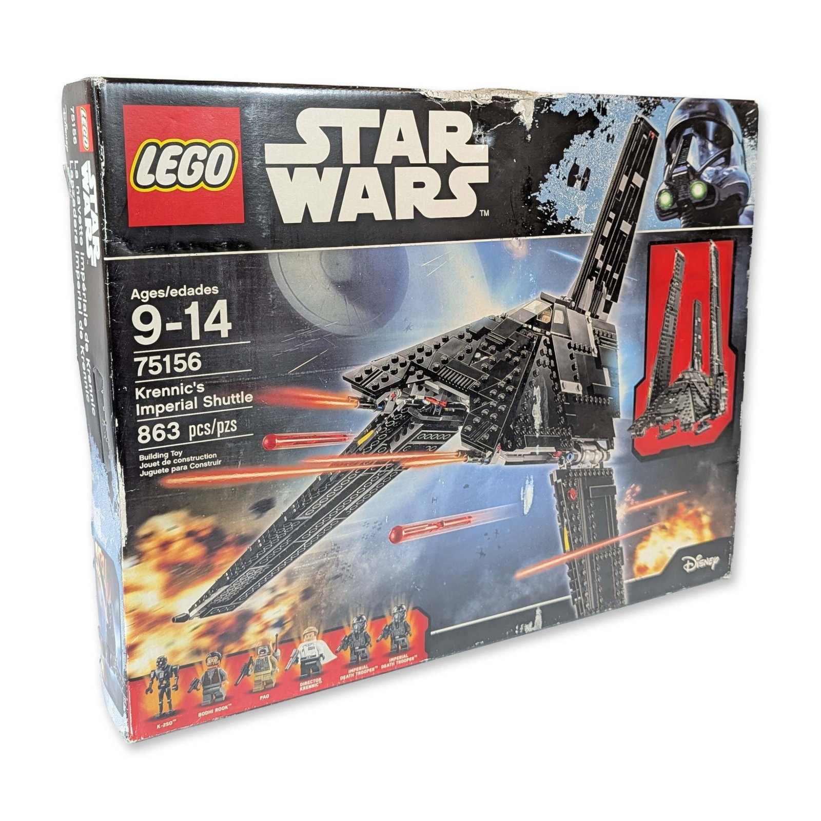 LEGO Star Wars Krennic's Imperial Shuttle 75156: LEGO. Star Wars construction set, model number 75156, titled Krennic's Imperial Shuttle, based on the film Rogue One: A Star Wars Story. The set is constructed from plastic components and features art