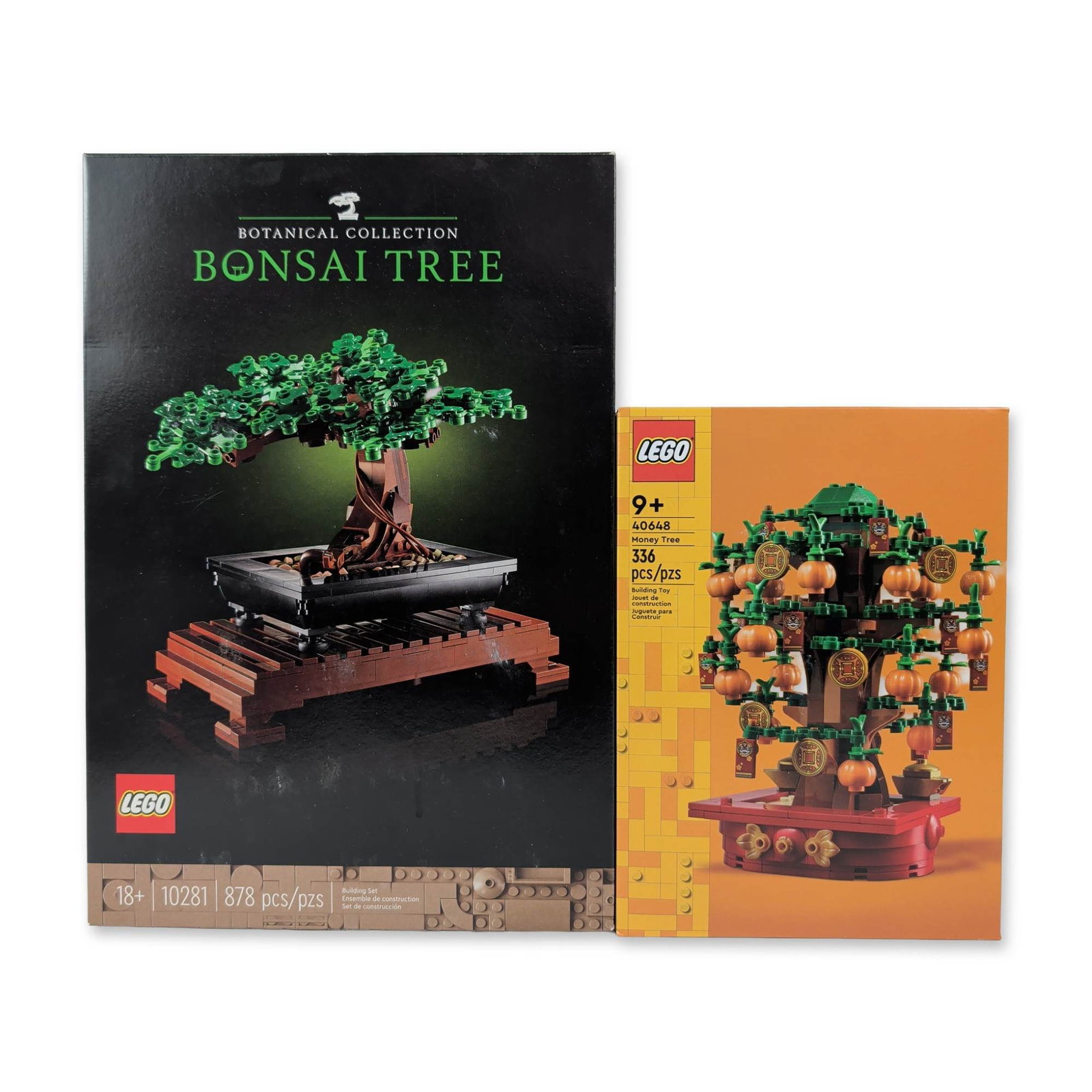 Two LEGO Botanical and Seasonal Construction Sets: LEGO factory-sealed lot comprising two construction sets from the Botanical and seasonal collections. The first set is the Botanical Collection Bonsai Tree (10281), an 878-piece model featuring