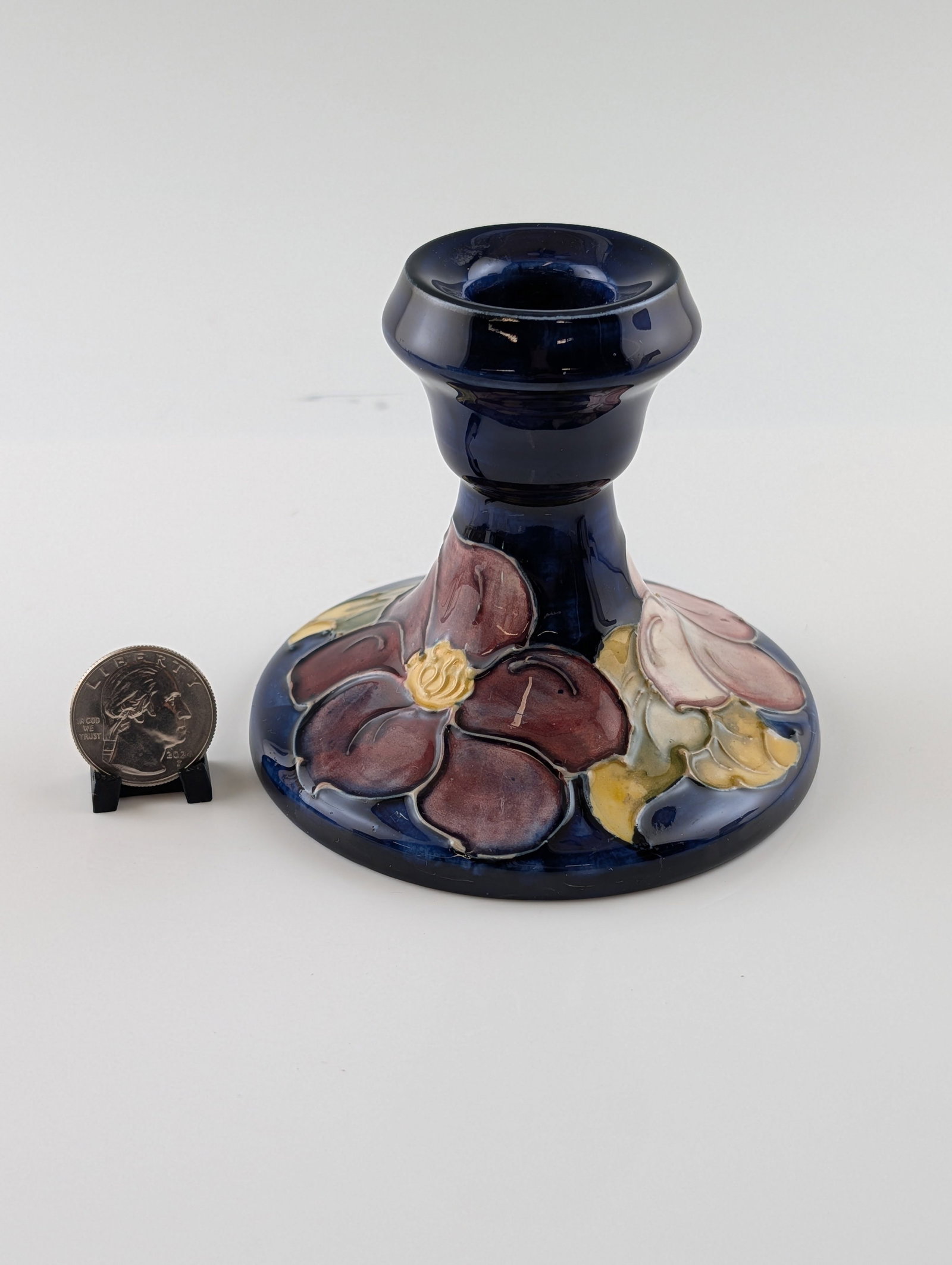 Moorcroft Clematis Pattern Ceramic Candlestick - 2