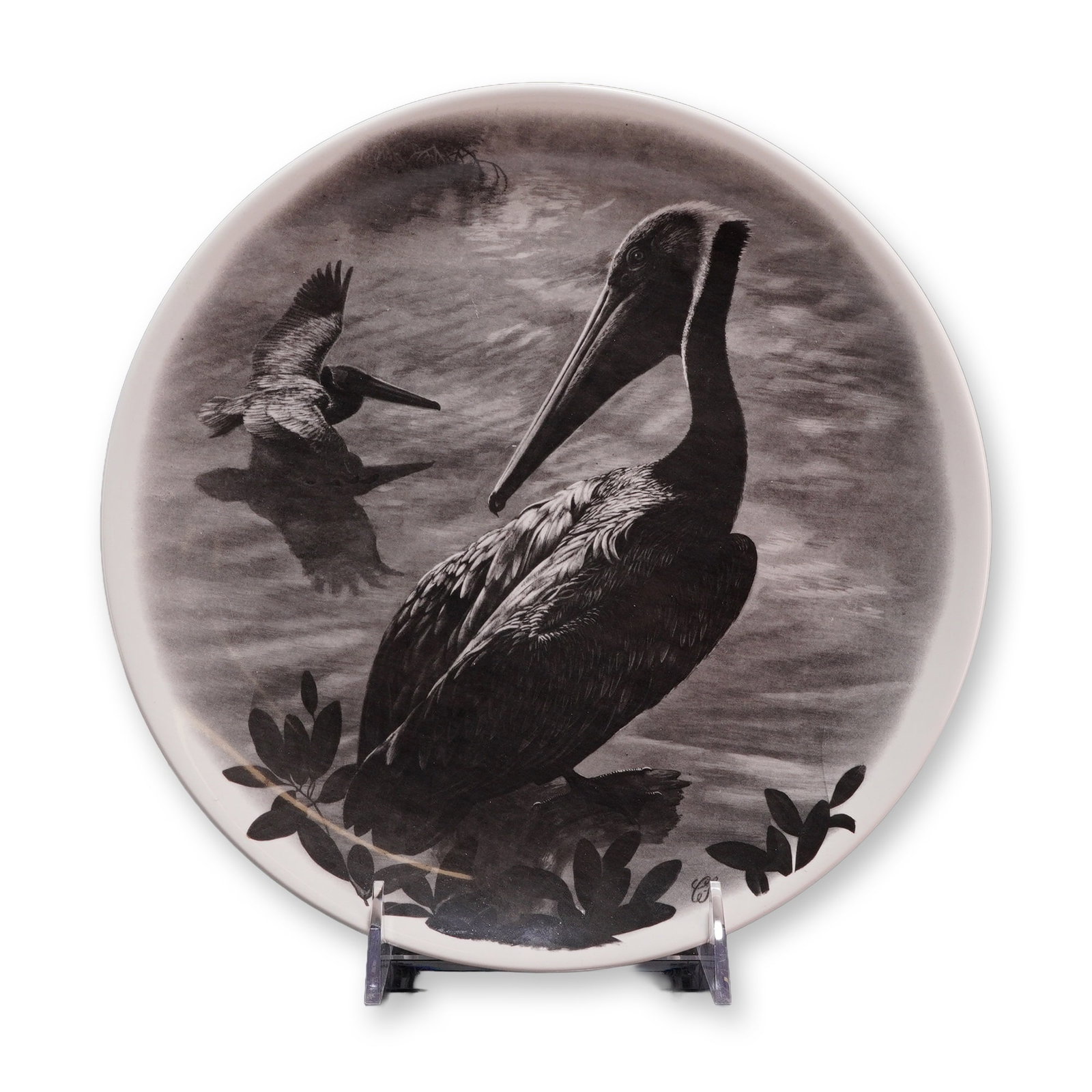 Wedgwood American Birds Black and White Bone China Trial Sample Plate (1 of 4)