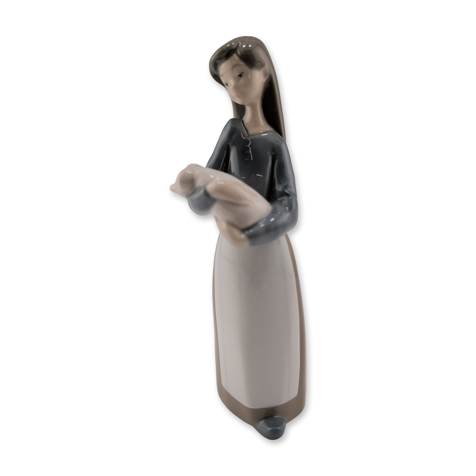 Lladro Glazed Porcelain Figurine, Girl with Pig 01001011 (1 of 3)