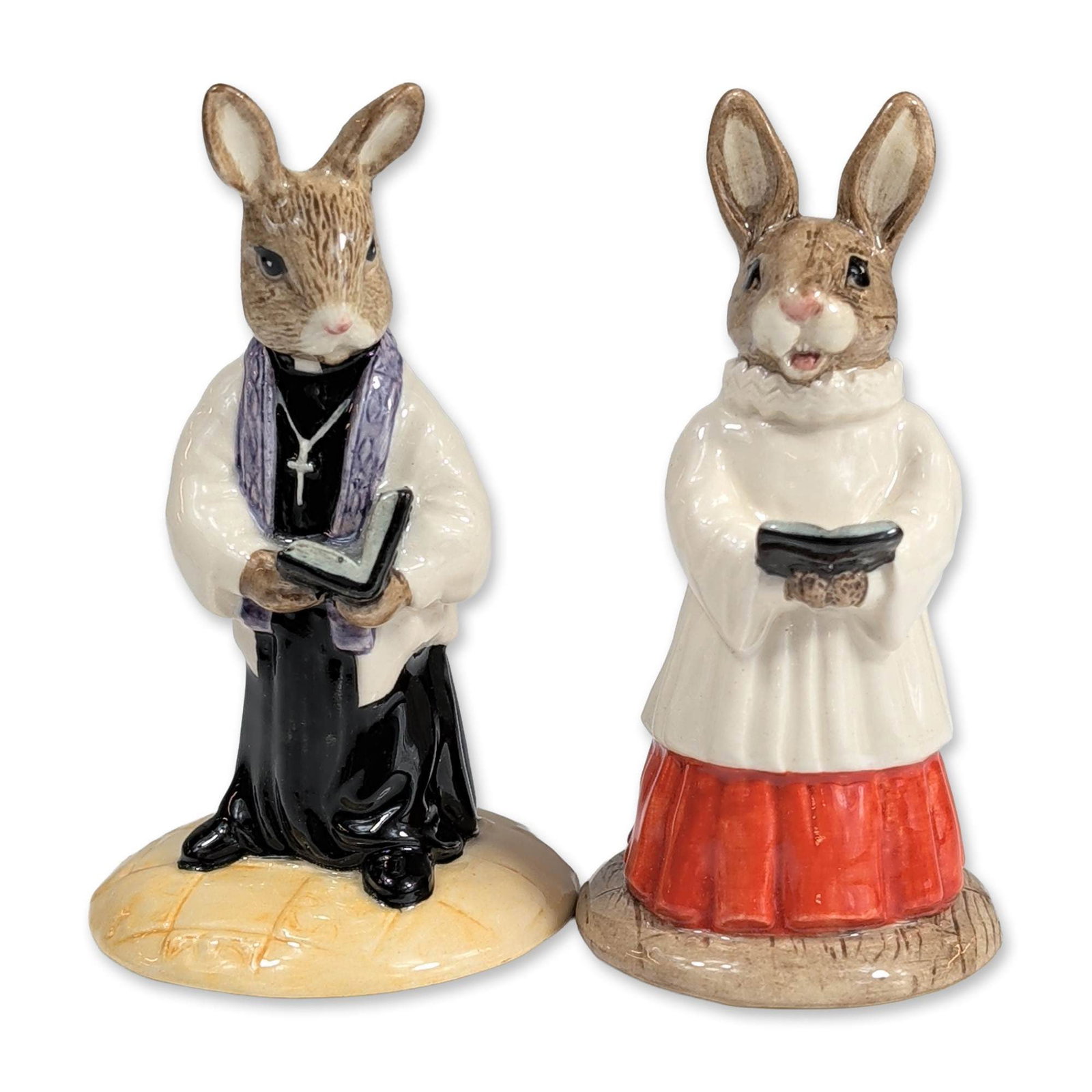 2pc Royal Doulton Bunnykins Choir Singer and Vicar Figurines (1 of 3)