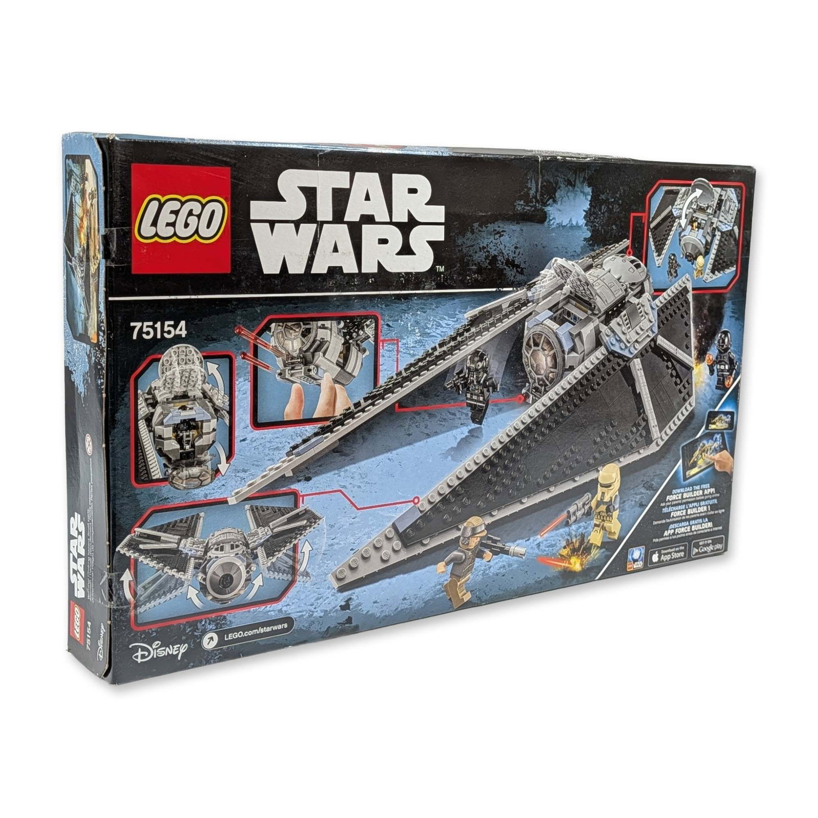 LEGO Star Wars 75154 TIE Striker Set: LEGO Group. TIE Striker building set from the Star Wars Rogue One series, set number 75154. Construction features adjustable wings that can be raised or lowered, a top-opening cockpit, a rear storage 