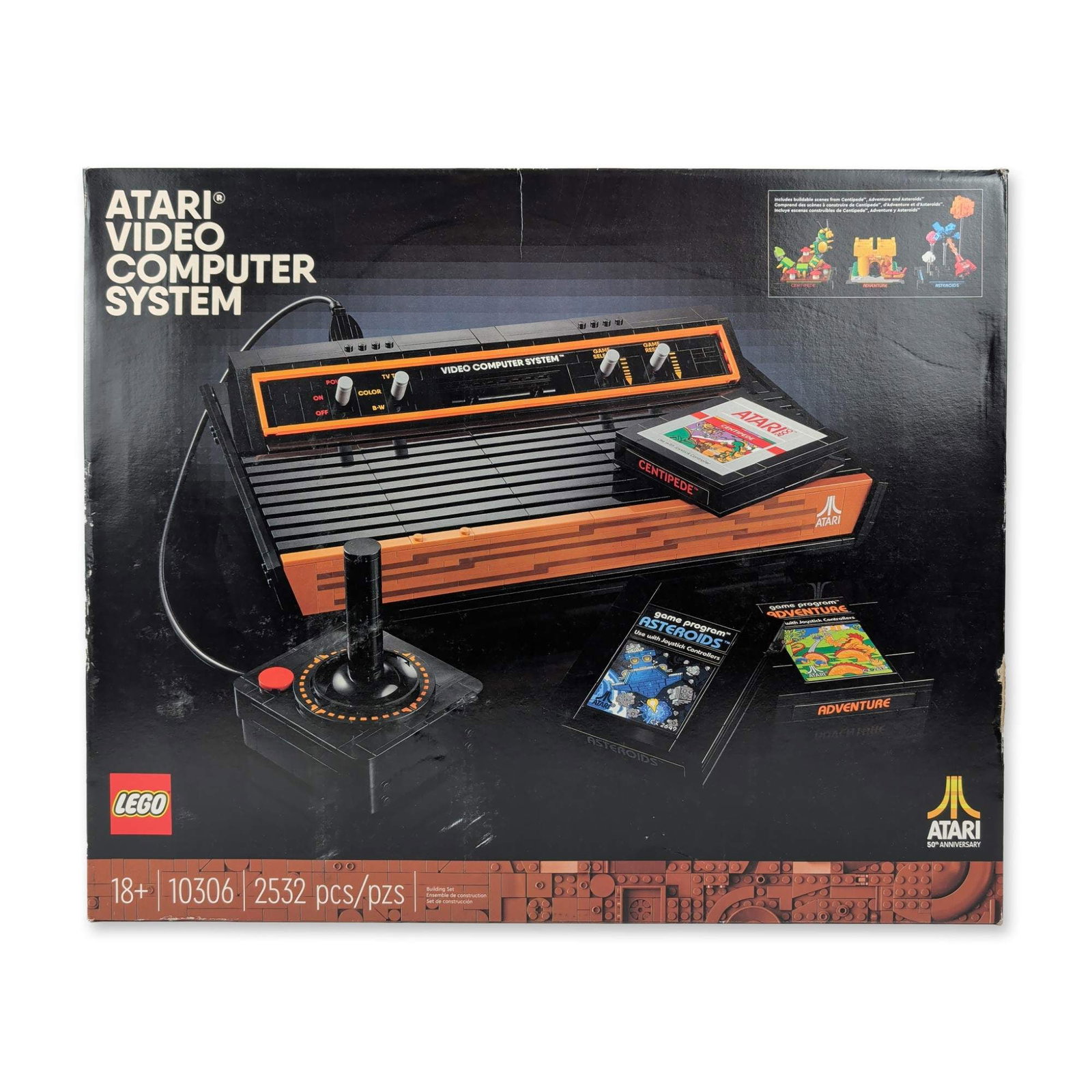 LEGO Icons Atari 2600 Building Set 10306: The LEGO Group. Atari Video Computer System building set, reference number 10306. Constructed from injection-molded plastic, this 2532-piece set commemorates the 50th anniversary of Atari. The model