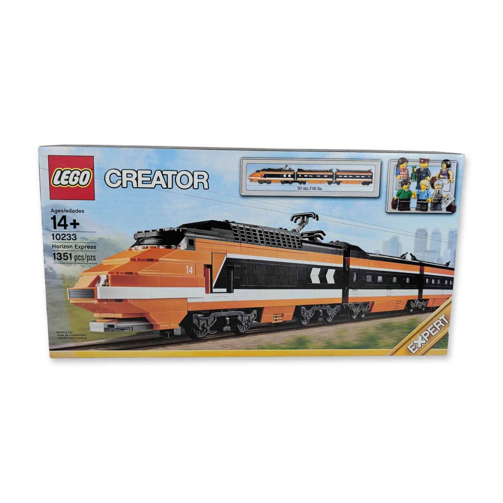 LEGO Creator Expert Horizon Express Building Set 10233: The LEGO Group. Horizon Express train building set in plastic, part of the Creator Expert line. Set number 10233 consists of 1,351 pieces and includes six minifigures: an engineer, a steward, and