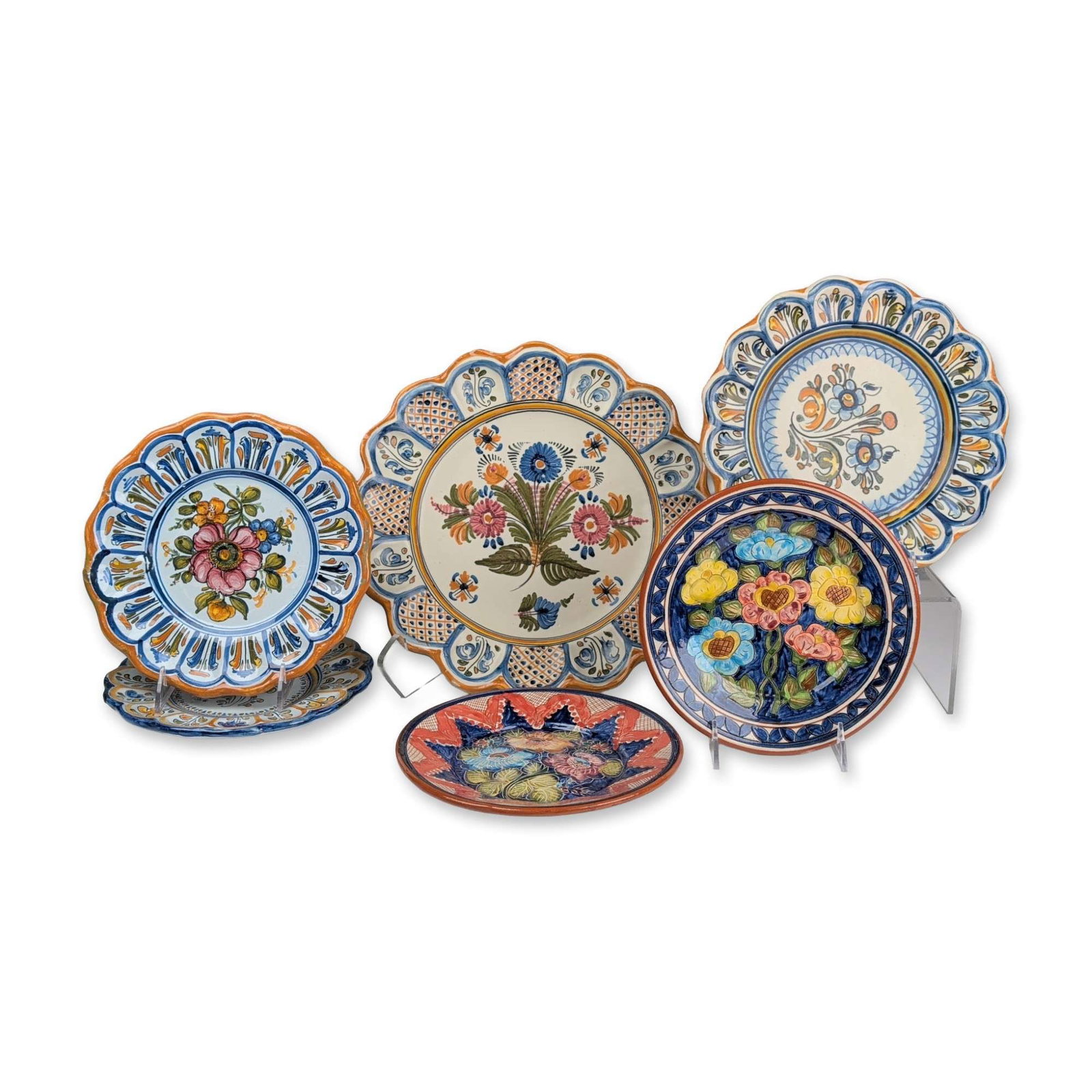 6pc Spanish and Portuguese Hand Painted Ceramic Wall Plates (1 of 6)