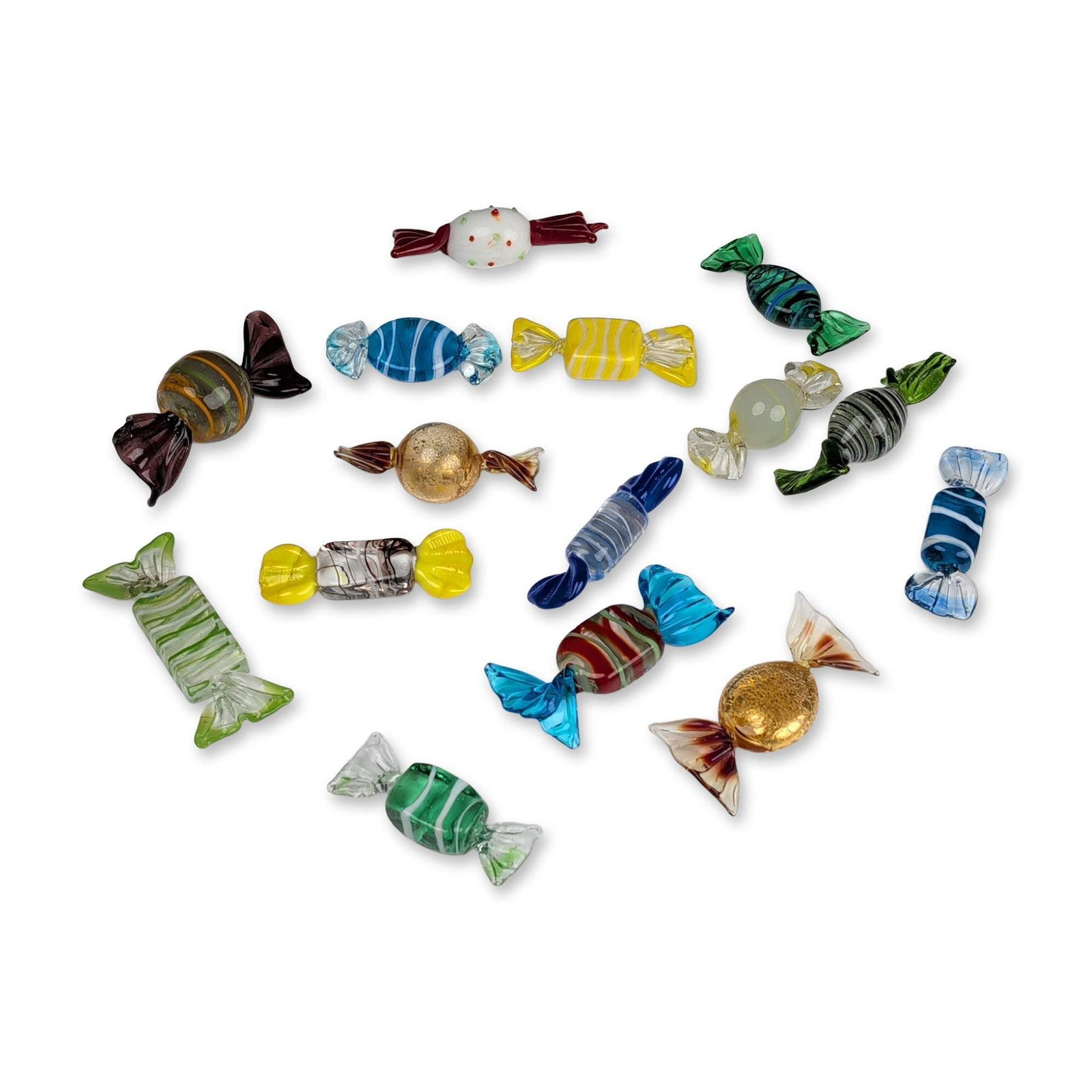 15pc Murano Style Art Glass Wrapped Candies Figurines (1 of 4)