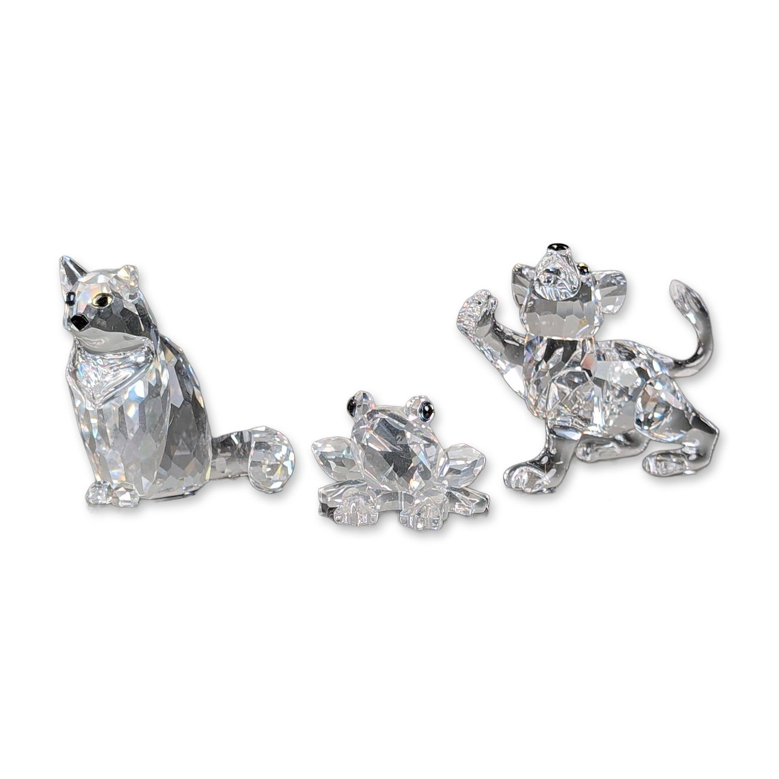3pc Swarovski Faceted Crystal Figurines, Lion Cub, Frog & Cat (1 of 5)