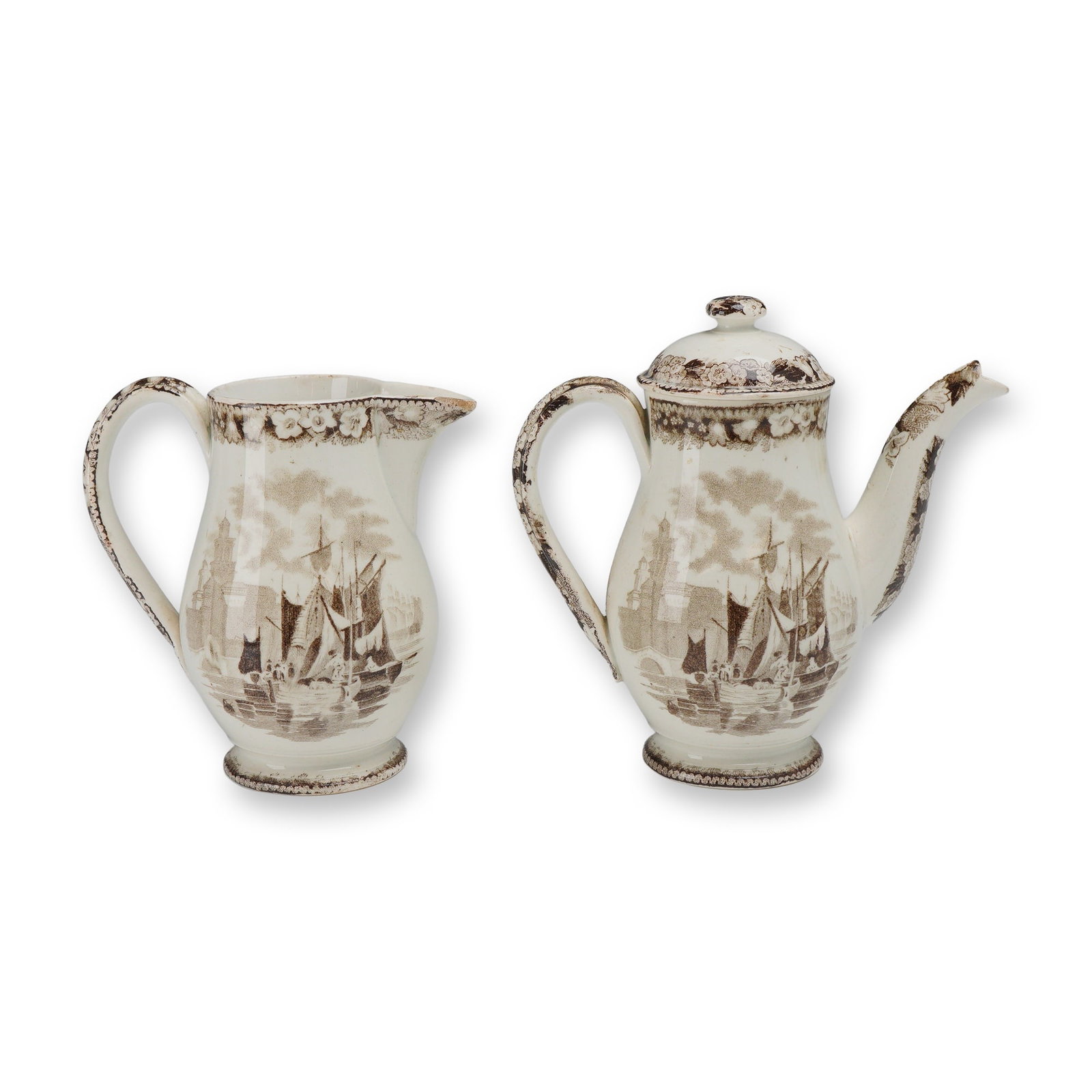 2pc Wedgwood Transfer-Printed Earthenware Vessels, Ferrara Pattern (1 of 3)