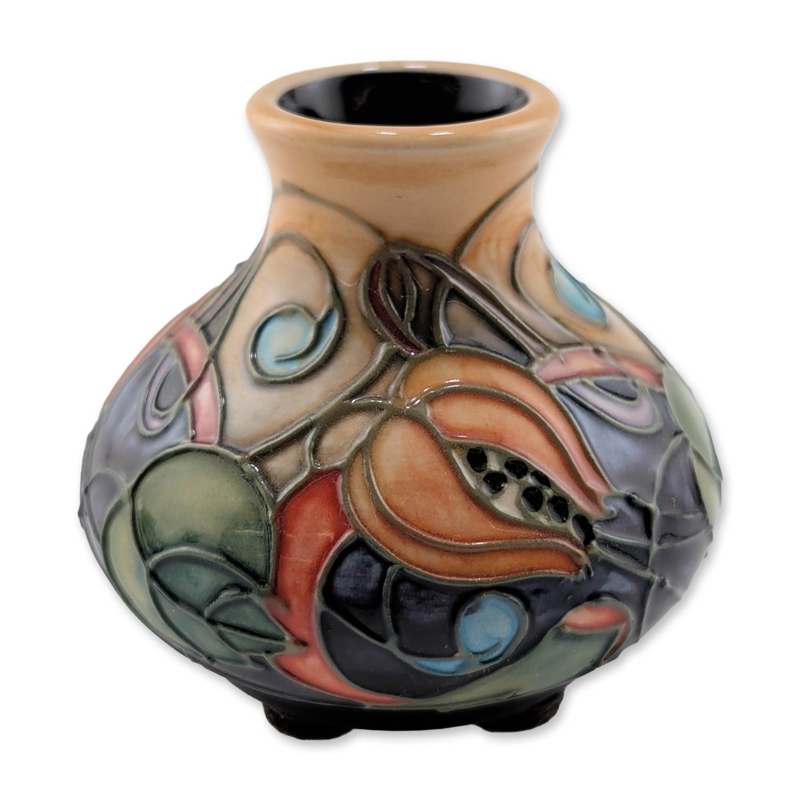 Moorcroft Pottery by Emma Bossons Miniature Ceramic Vase, Celtic Web Pattern (1 of 4)