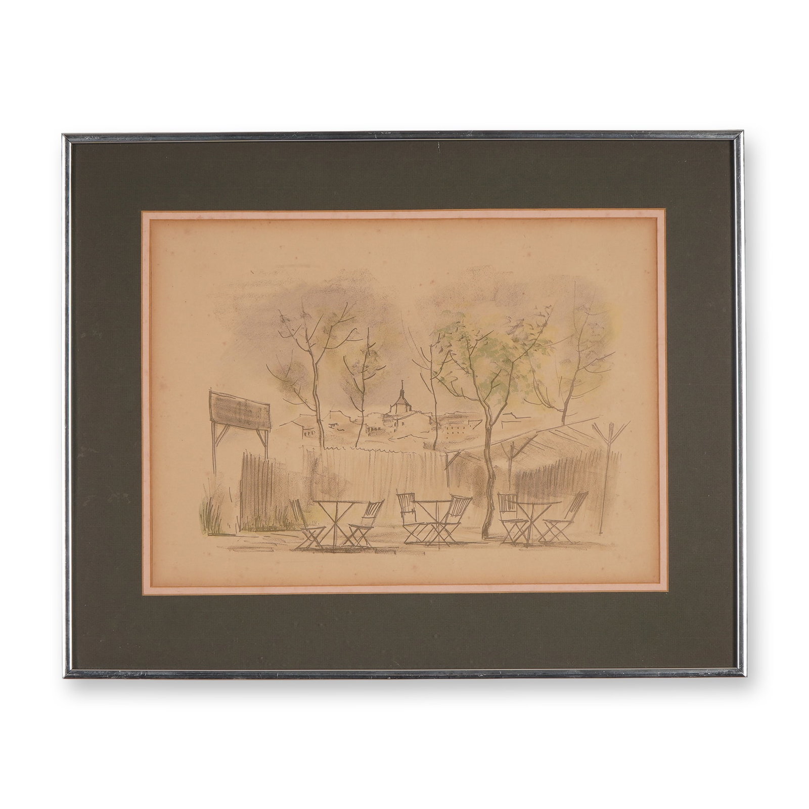 Eduardo Vicente, Color Lithograph on Paper, Outdoor Cafe Scene: A decorative wall-art offering centered on Eduardo Vicente, Color Lithograph on Paper, Outdoor Cafe Scene, with subject matter suited to collectors and interior display. Color lithograph portraying an