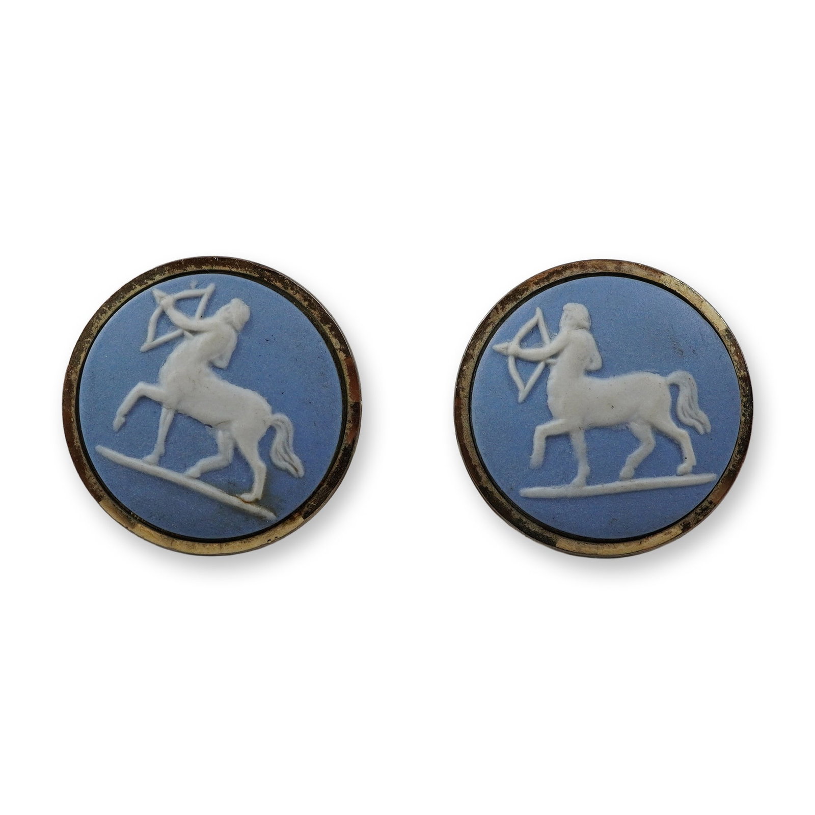 A Pair of Vintage Gilt Jasperware-Style Sagittarius Centaur Cufflinks (1 of 4)