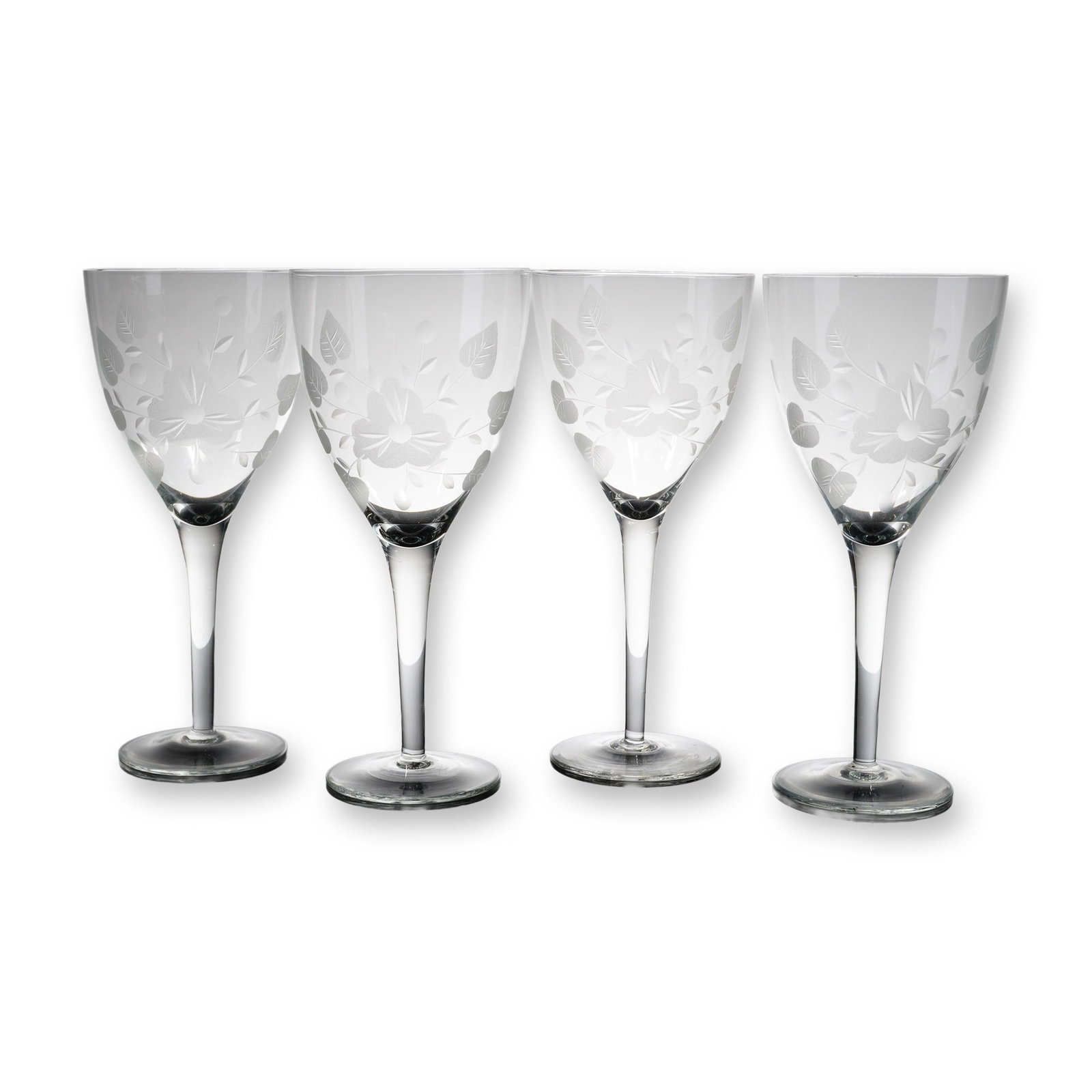 4-Piece Floral Etched Crystal Wine Glasses (1 of 3)