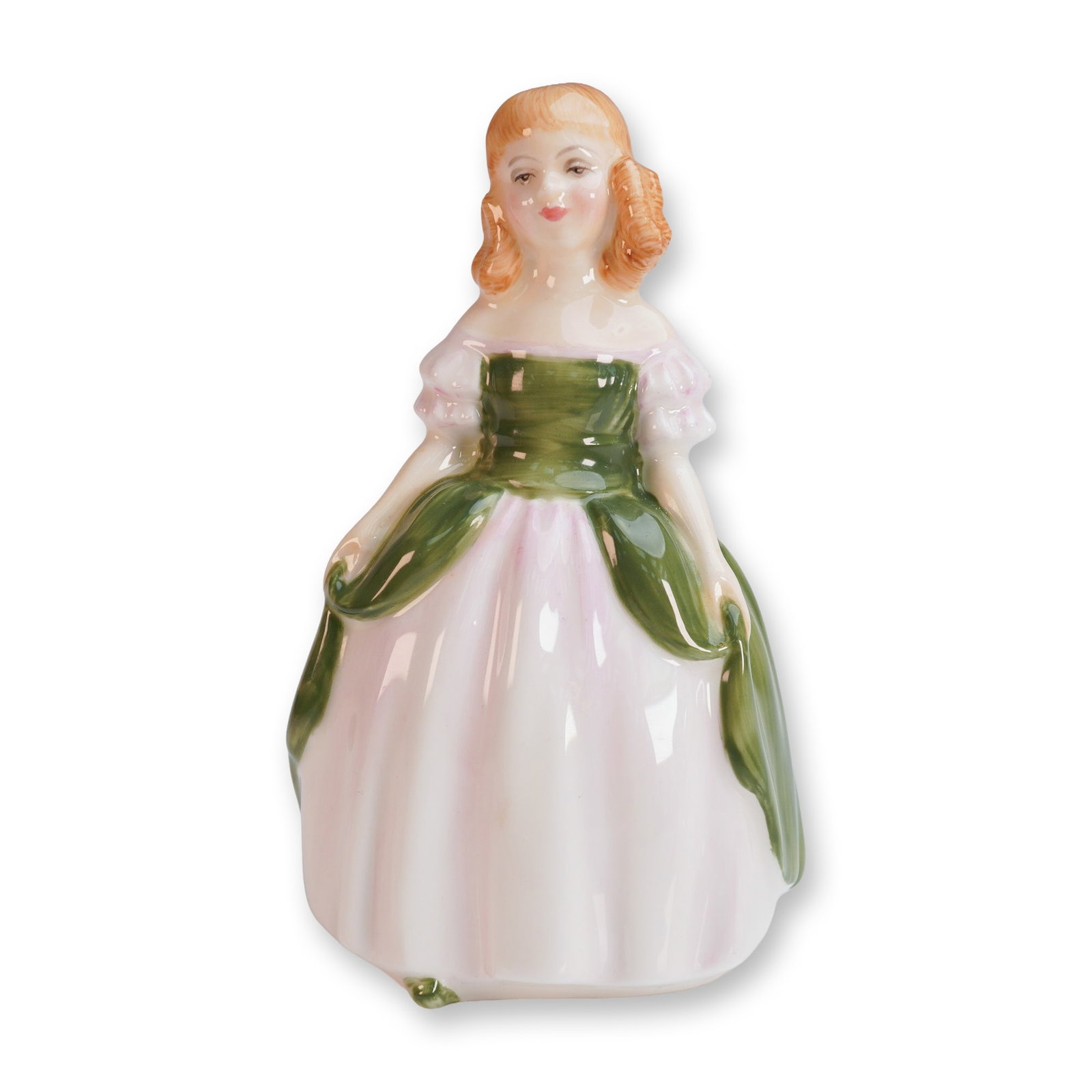 Royal Doulton Figurine, Penny HN2338: A collectible highlighting Royal Doulton Figurine, Penny HN2338. This delightful bone china figurine from Royal Doulton, titled Penny (HN 2338), portrays a young girl in a classically styled green and