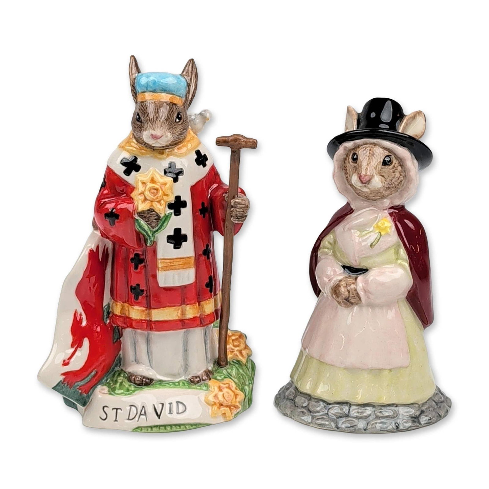 Pair of Royal Doulton Welsh Bunnykins Figurines (1 of 3)