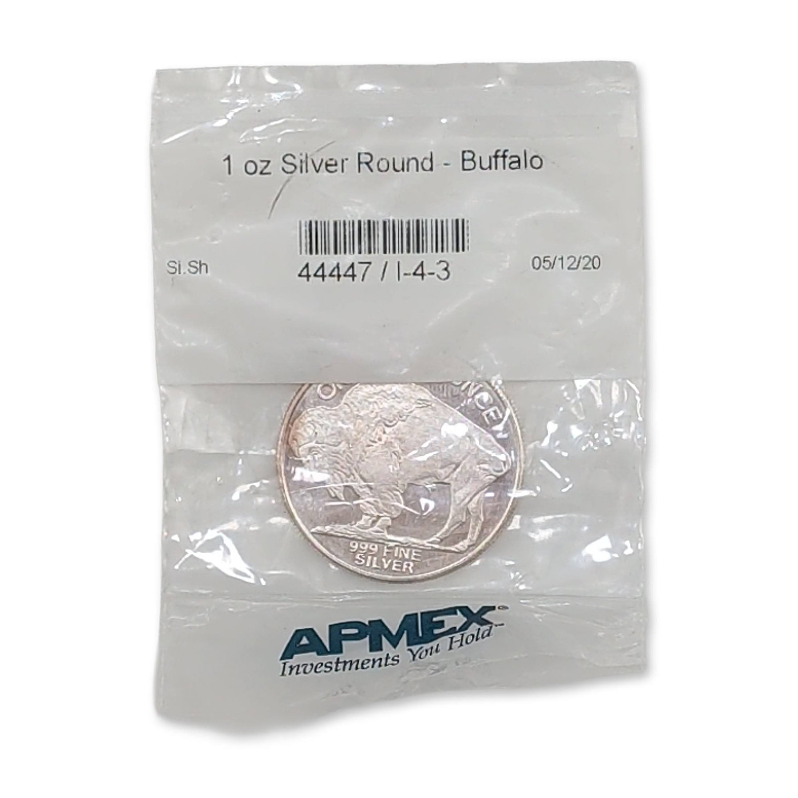 APMEX 1 oz .999 Silver Buffalo Round: APMEX distributor. 2020 Highland mint. Silver round struck in .999 fine silver featuring the Buffalo and Indian Head design. The obverse depicts a Native American profile with Liberty inscription; the