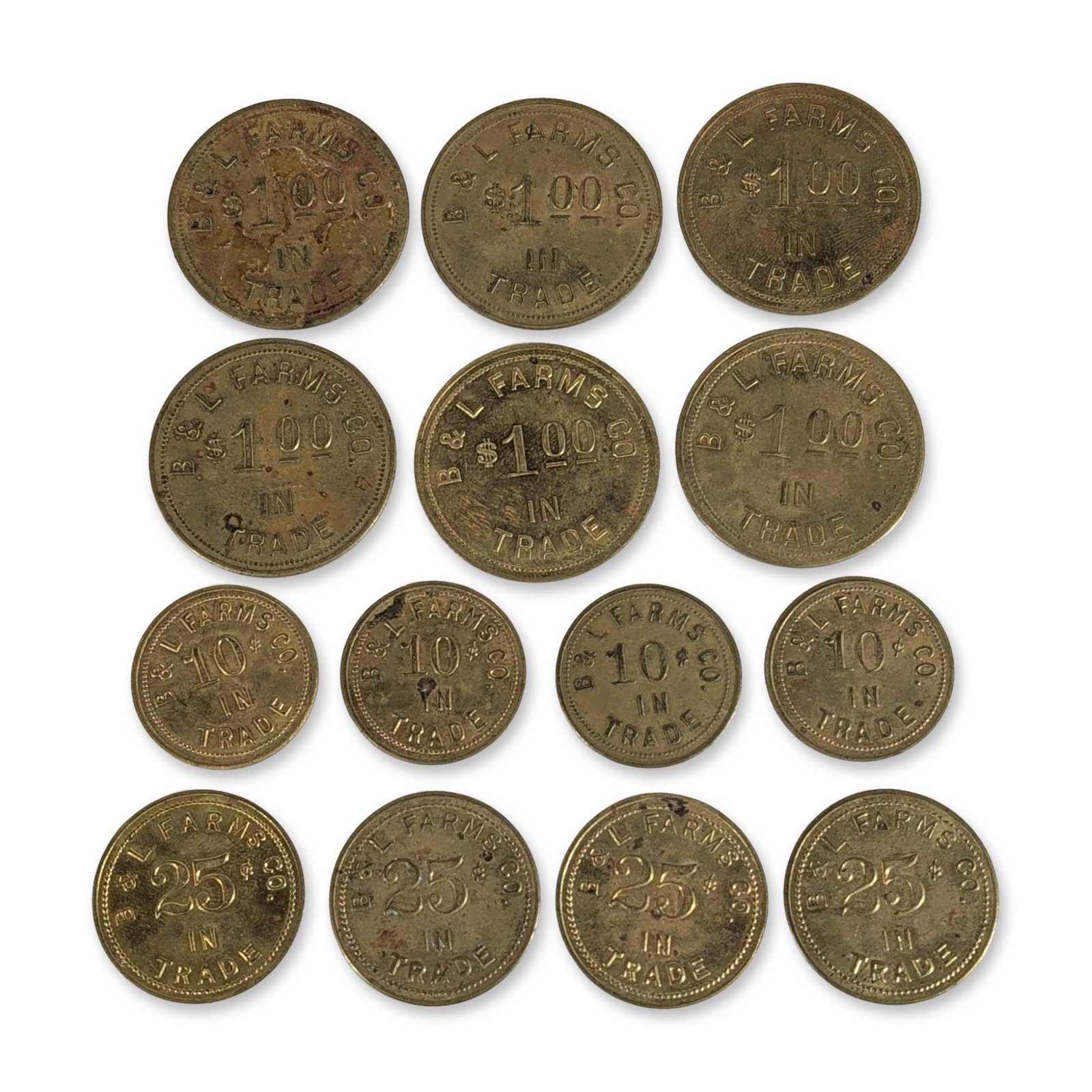 14pc Collection of B & L Farms Co. US Trade Tokens (1 of 3)