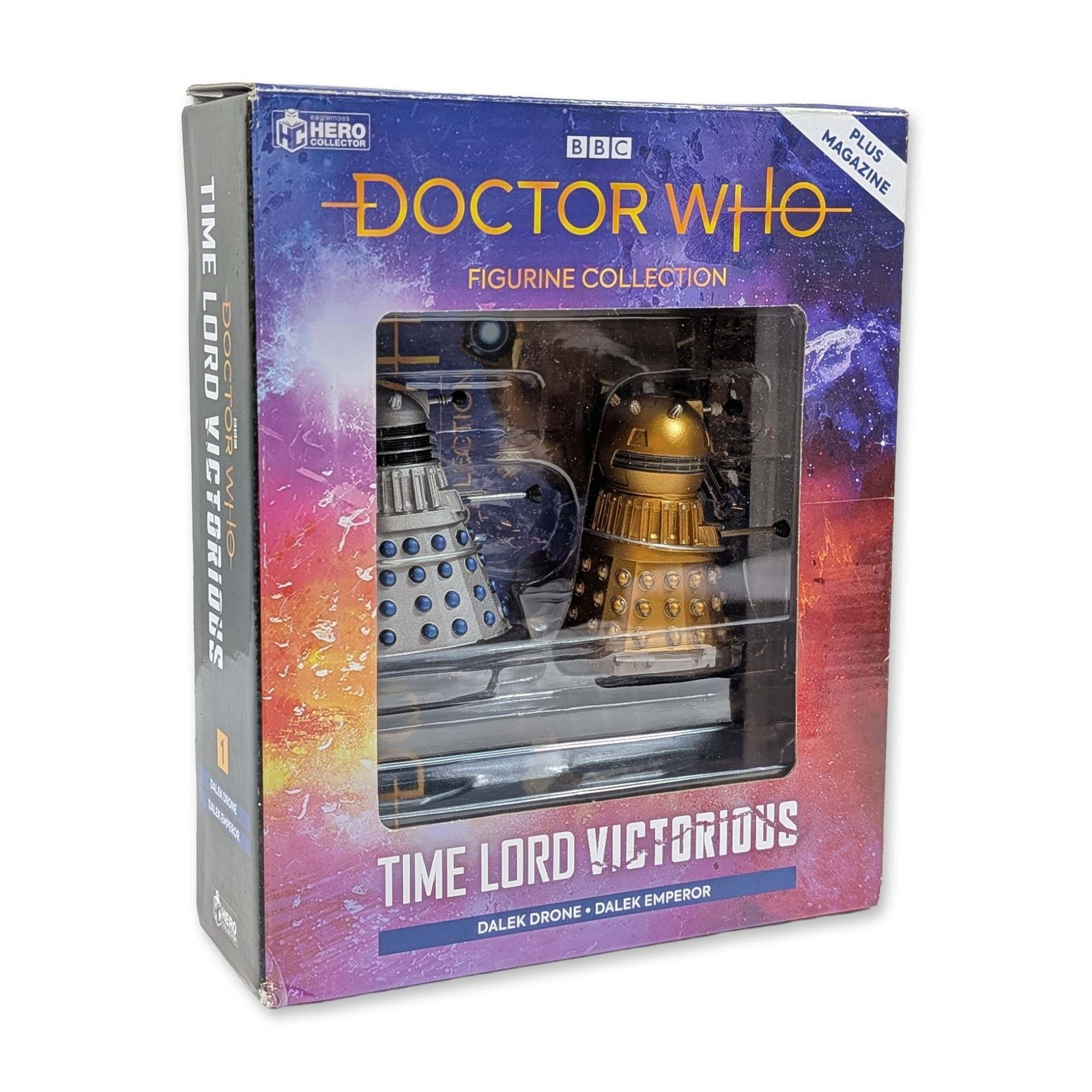 Eaglemoss Hero Collector Doctor Who Time Lord Victorious Figurines: Eaglemoss Ltd Hero Collector brand figurine set from the Doctor Who Time Lord Victorious multi-platform series. Hand-painted resin models featuring a Dalek Drone and a Dalek Emperor. Items are designa