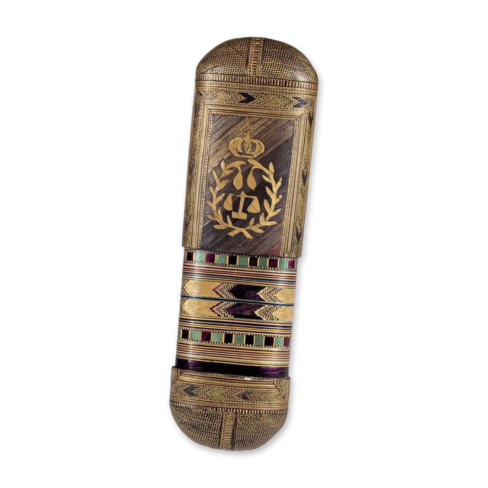 Royal Saxon Straw Marquetry Cigar Case (1 of 3)