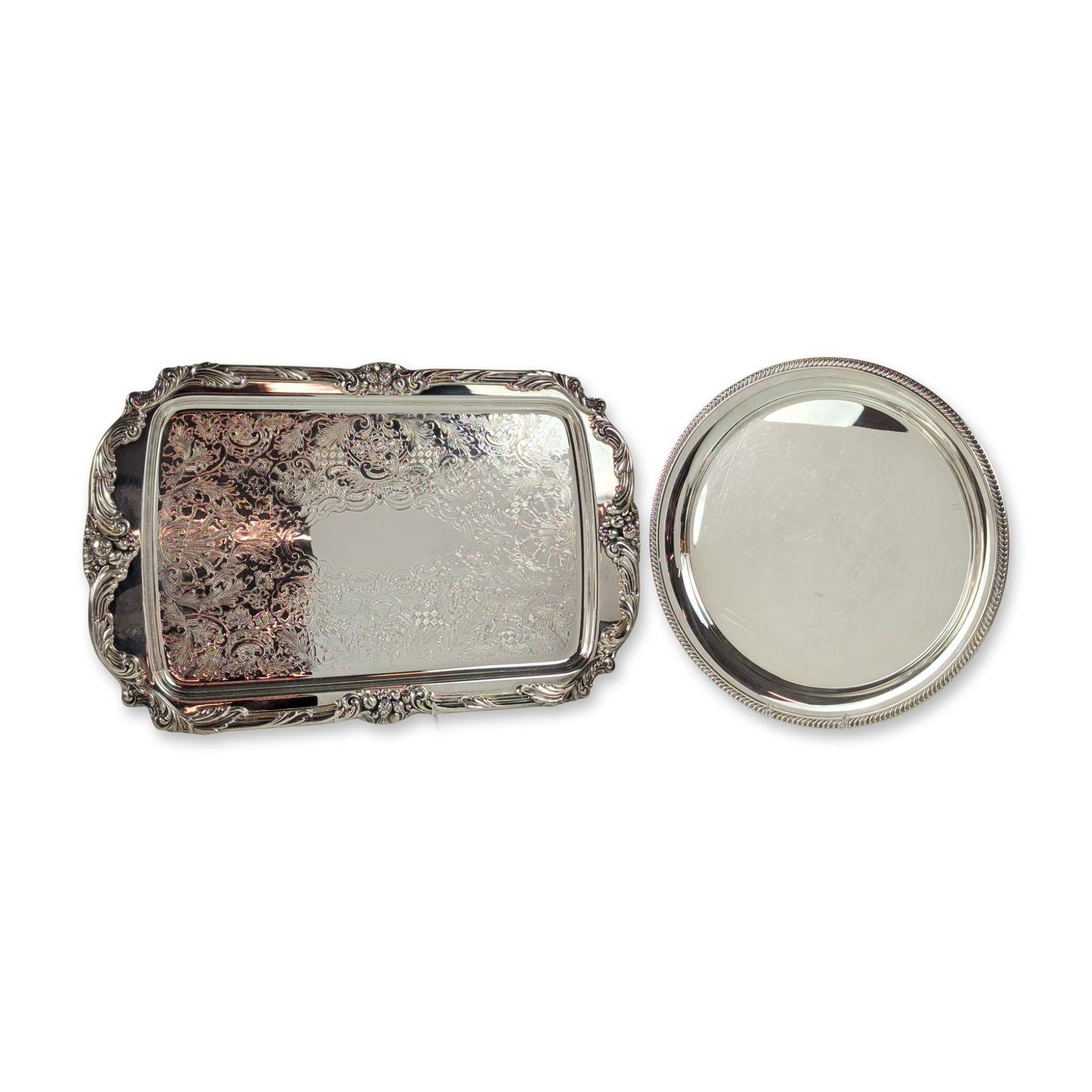 2pc Reed & Barton and Lunt Silver-Plated Trays (1 of 6)